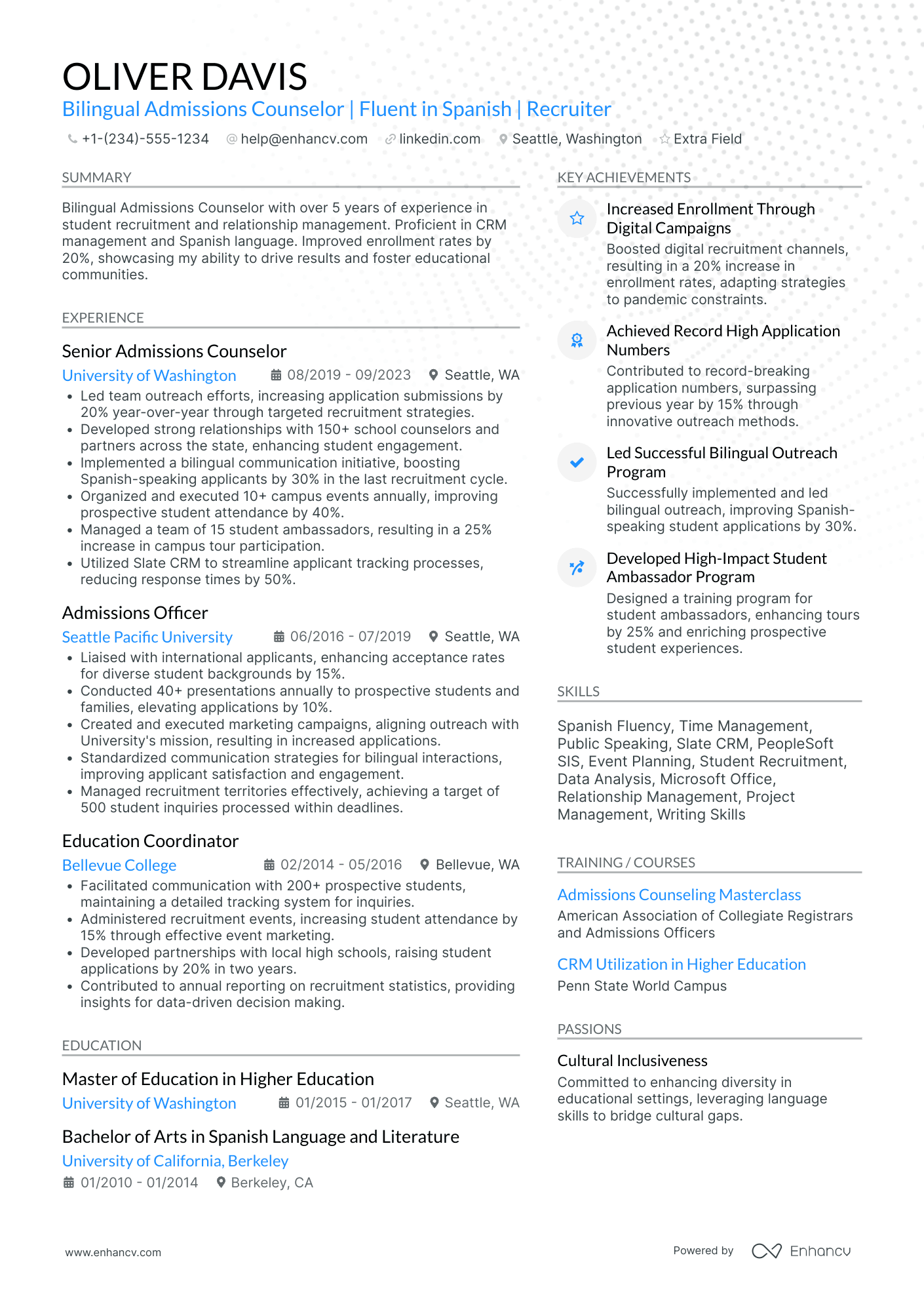 Bilingual Camp Counselor Resume Example