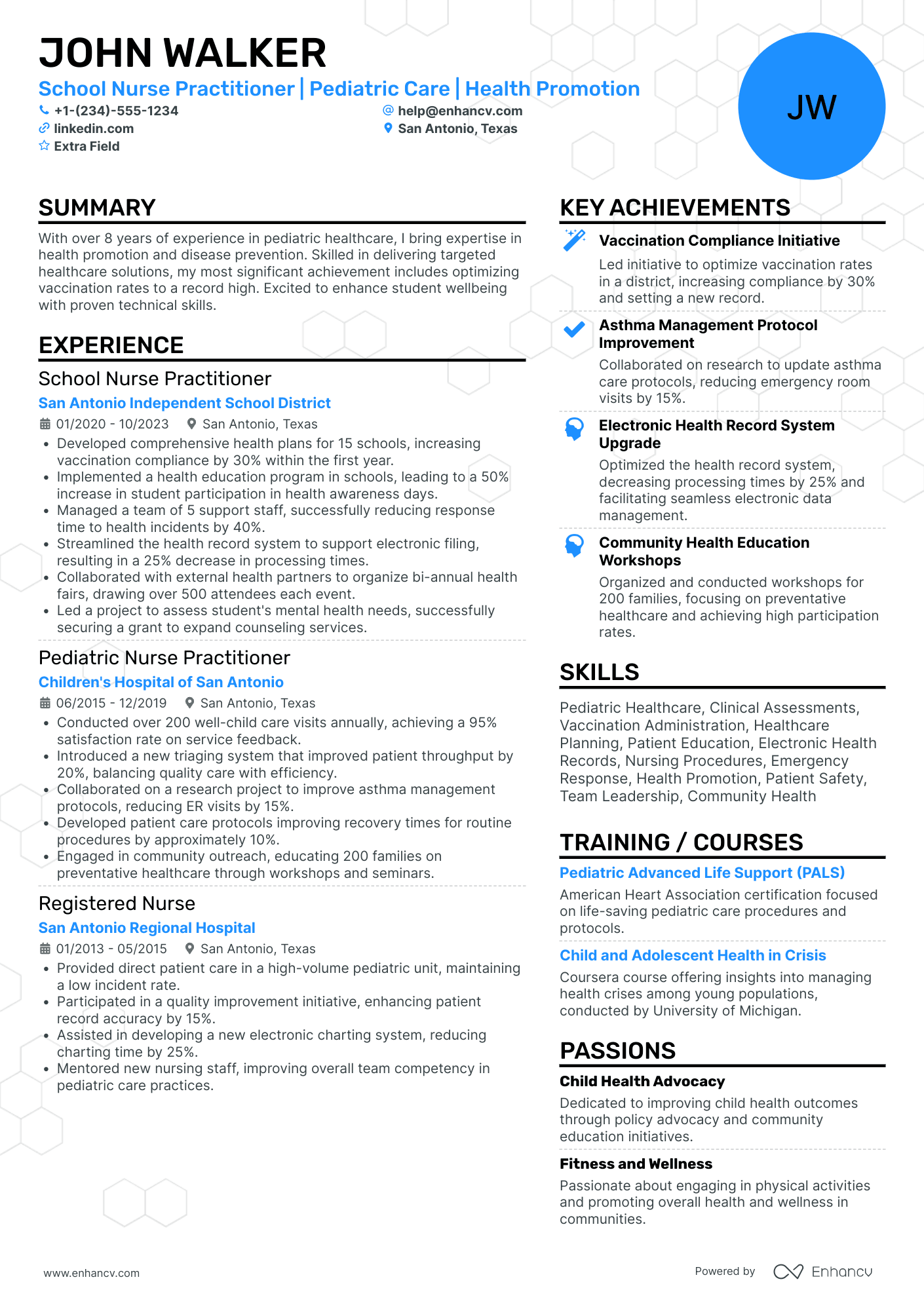 School Nurse Practitioner Resume Example