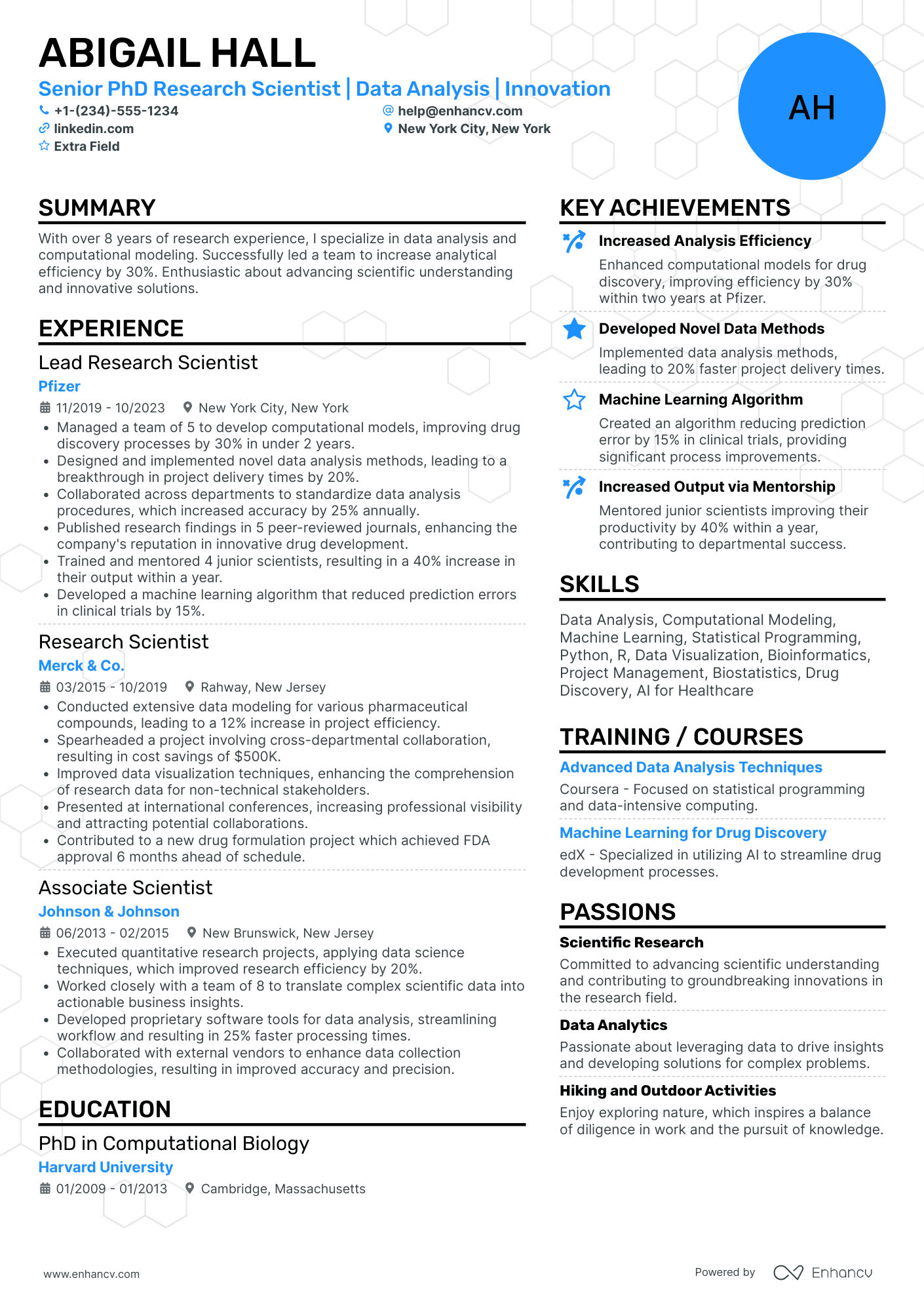 Senior PhD Research Scientist Resume Example