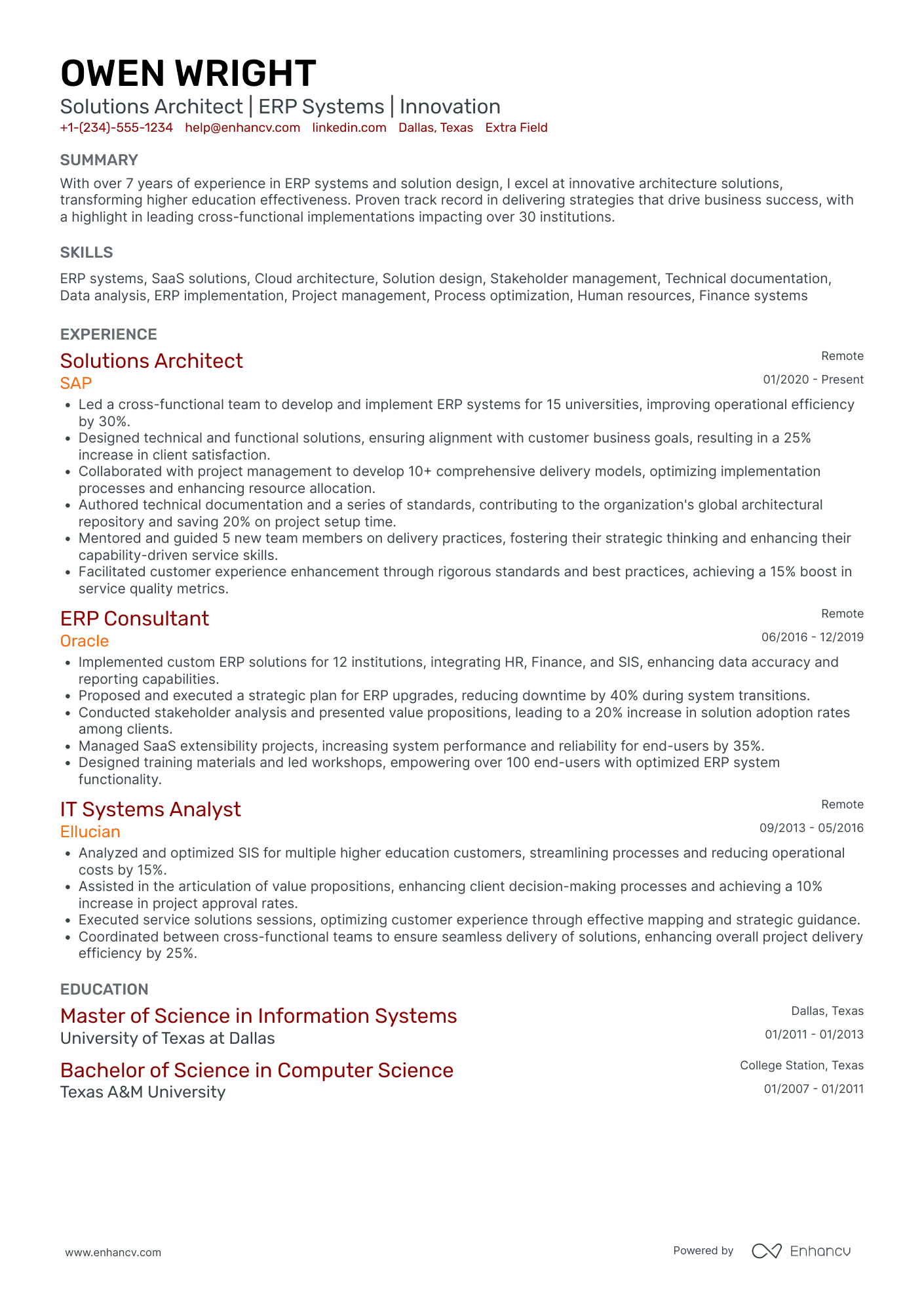 Cloud Solutions Architect Resume Example