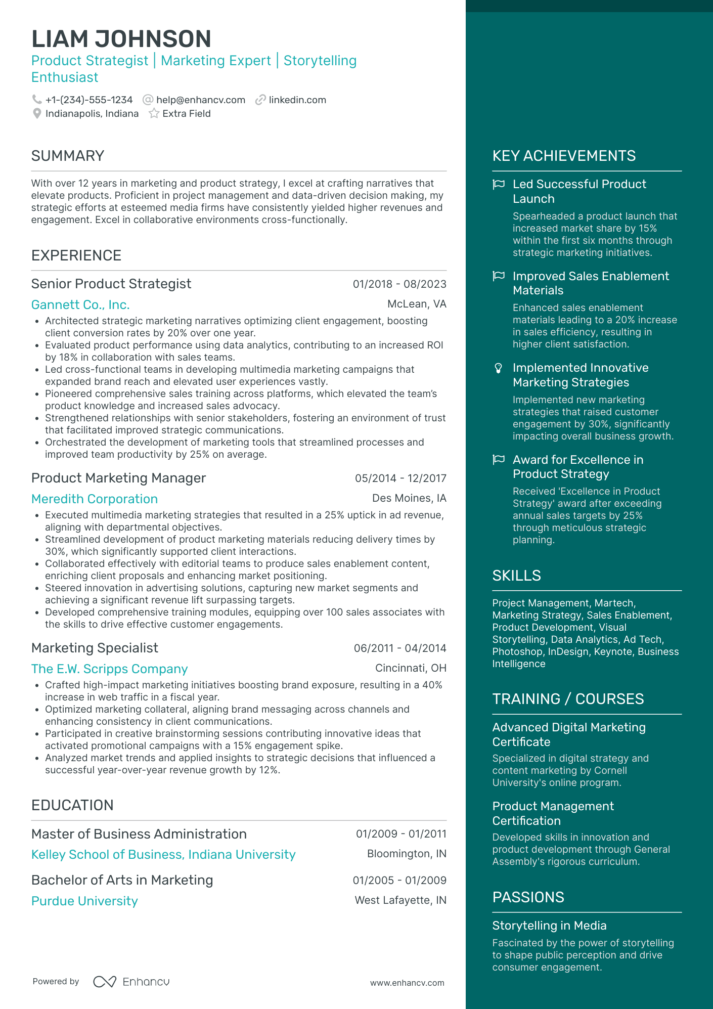 Global Content Strategist Resume Example