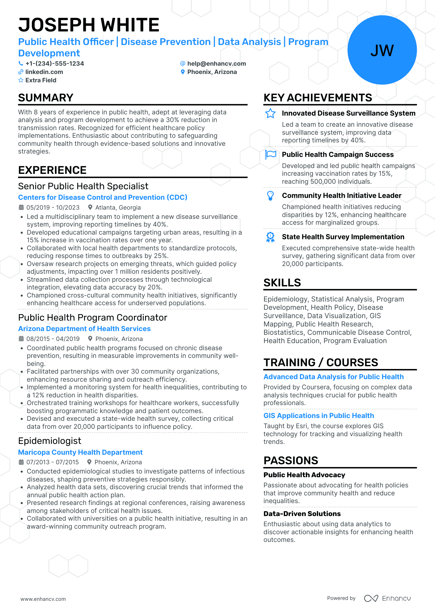 Public Health Officer Resume Example