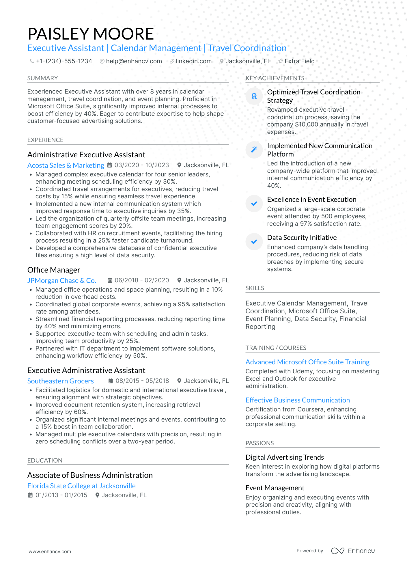 International Executive Assistant Resume Example