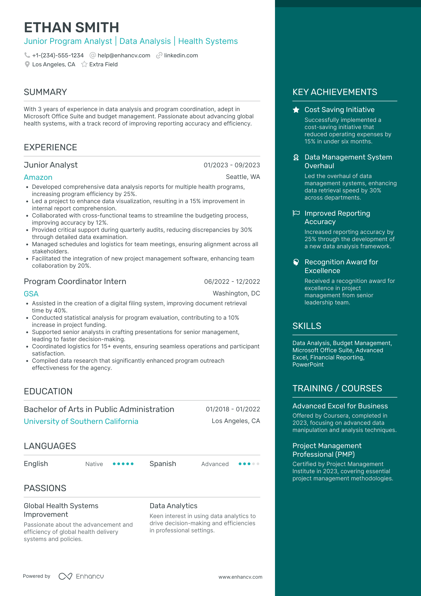 Data Analyst   Junior Position Resume Example