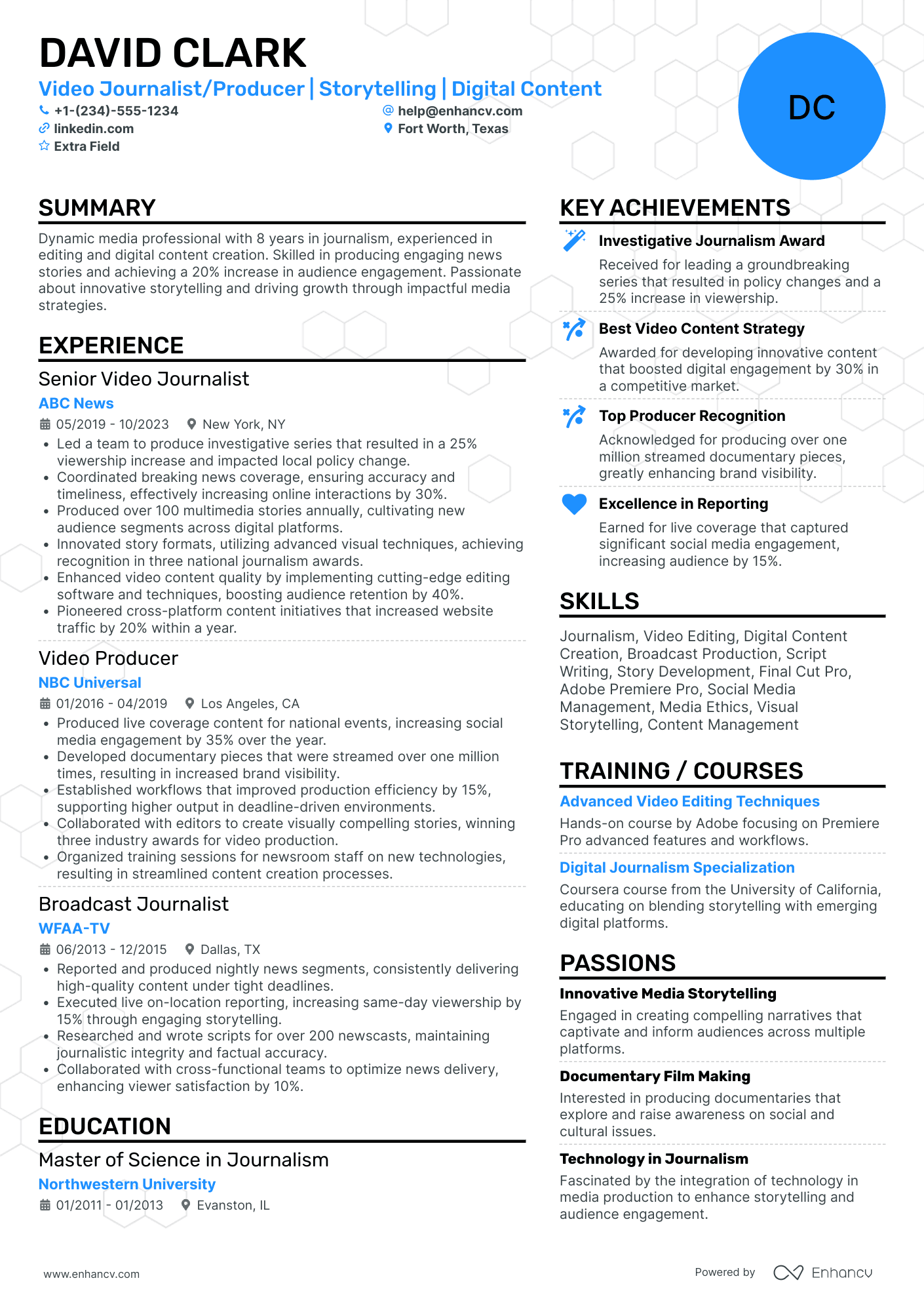 Entry Level Journalist Resume Example