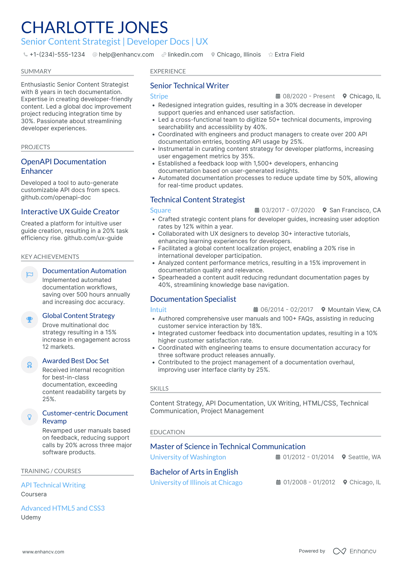 Technical Writing Instructor Resume Example