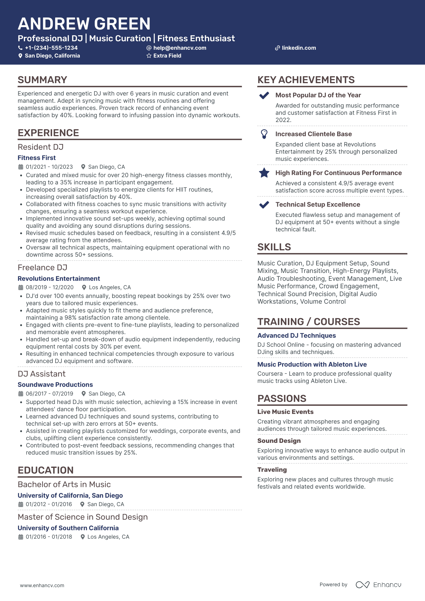 Resident DJ Resume Example