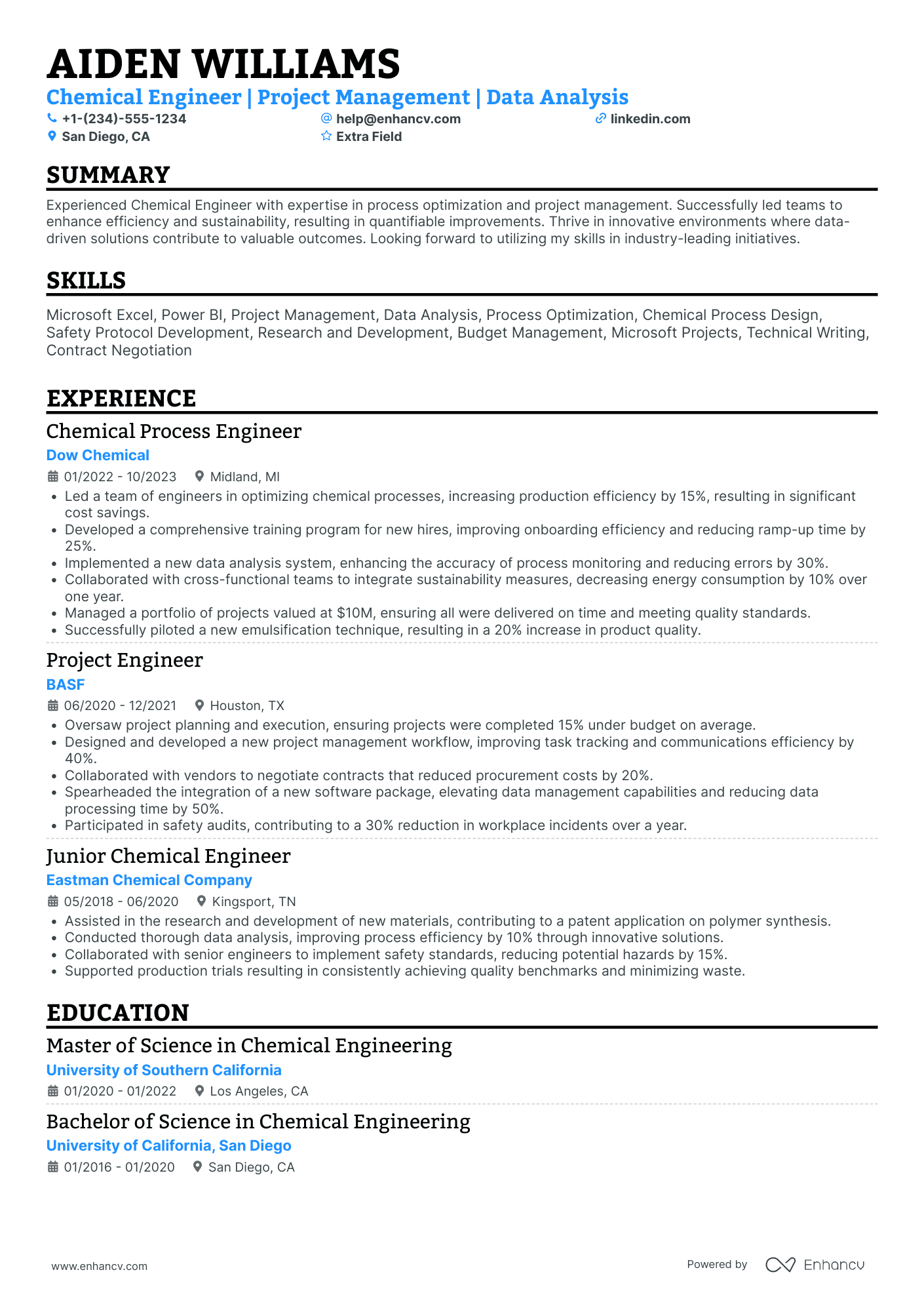 Engineering Student Co op Resume Example