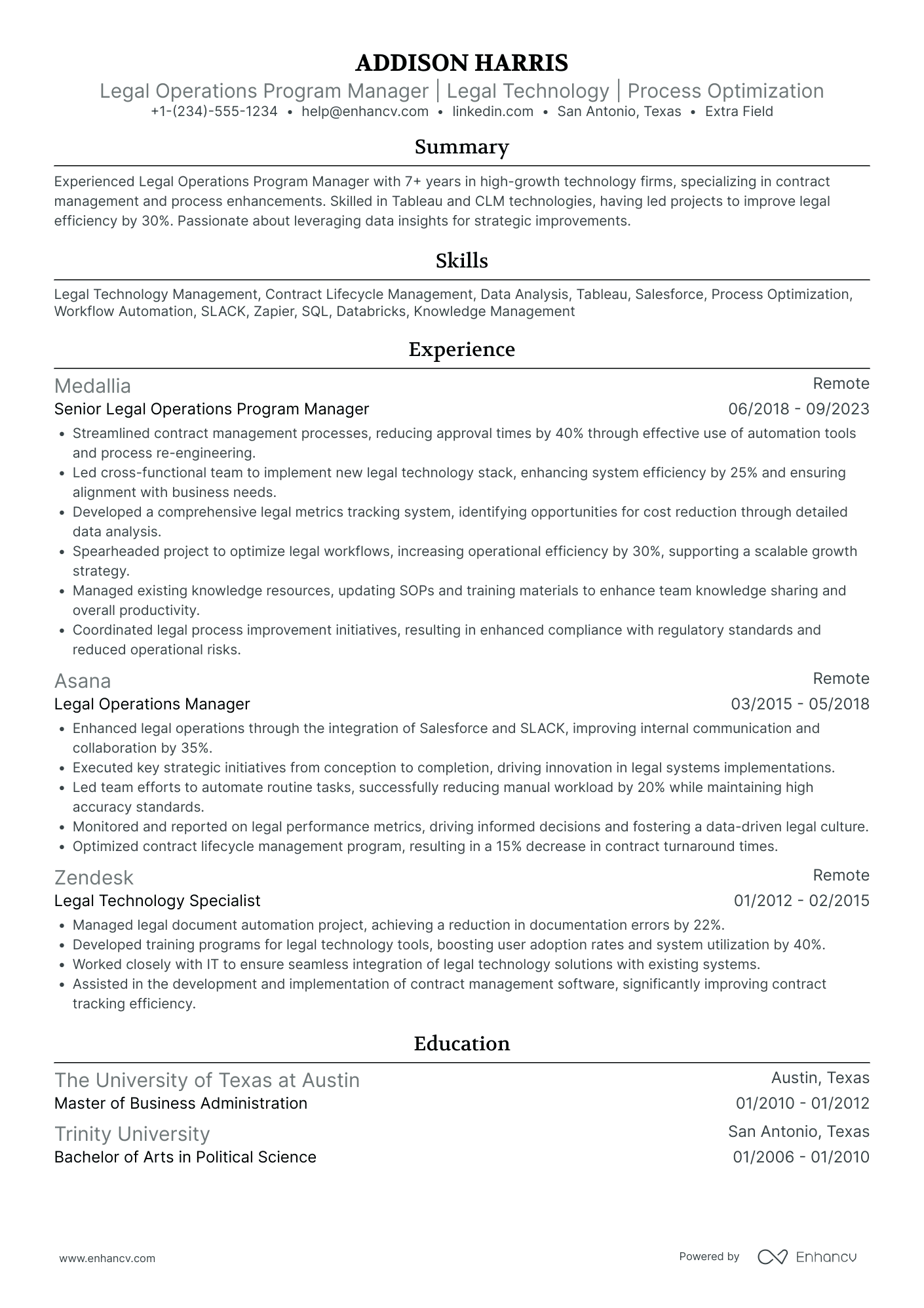 Legal Billing Manager Resume Example