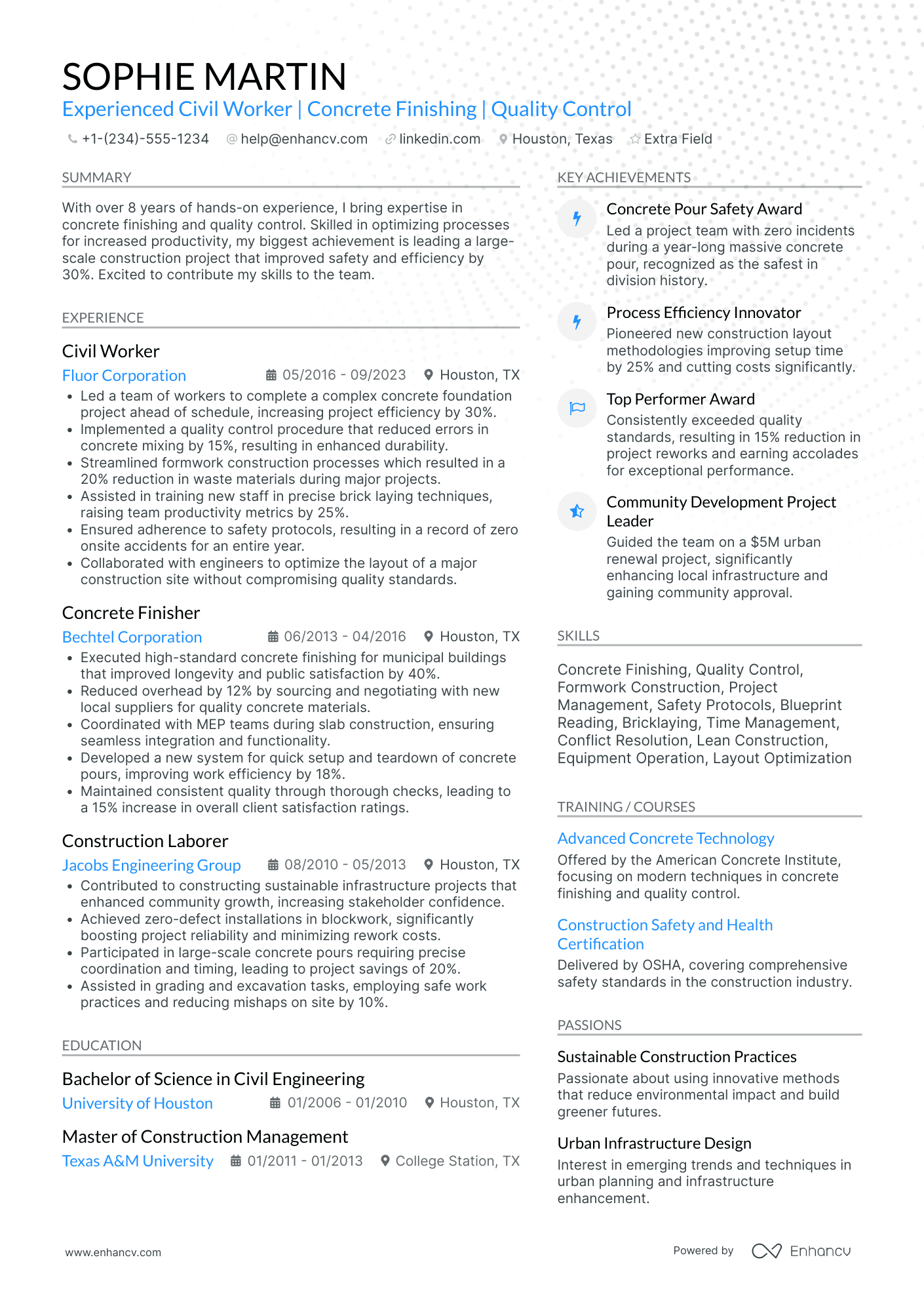 Construction Worker Trainee Resume Example