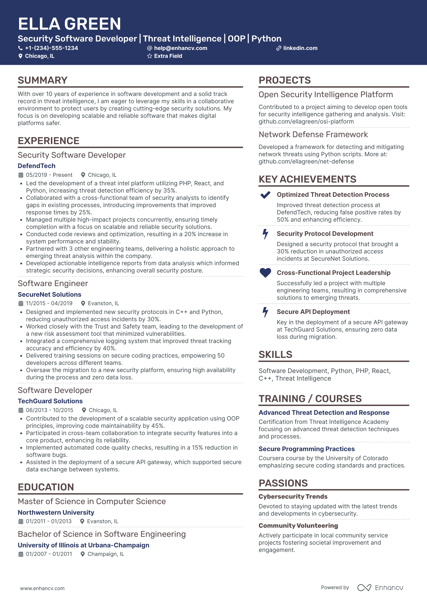 Senior Facebook Developer Resume Example