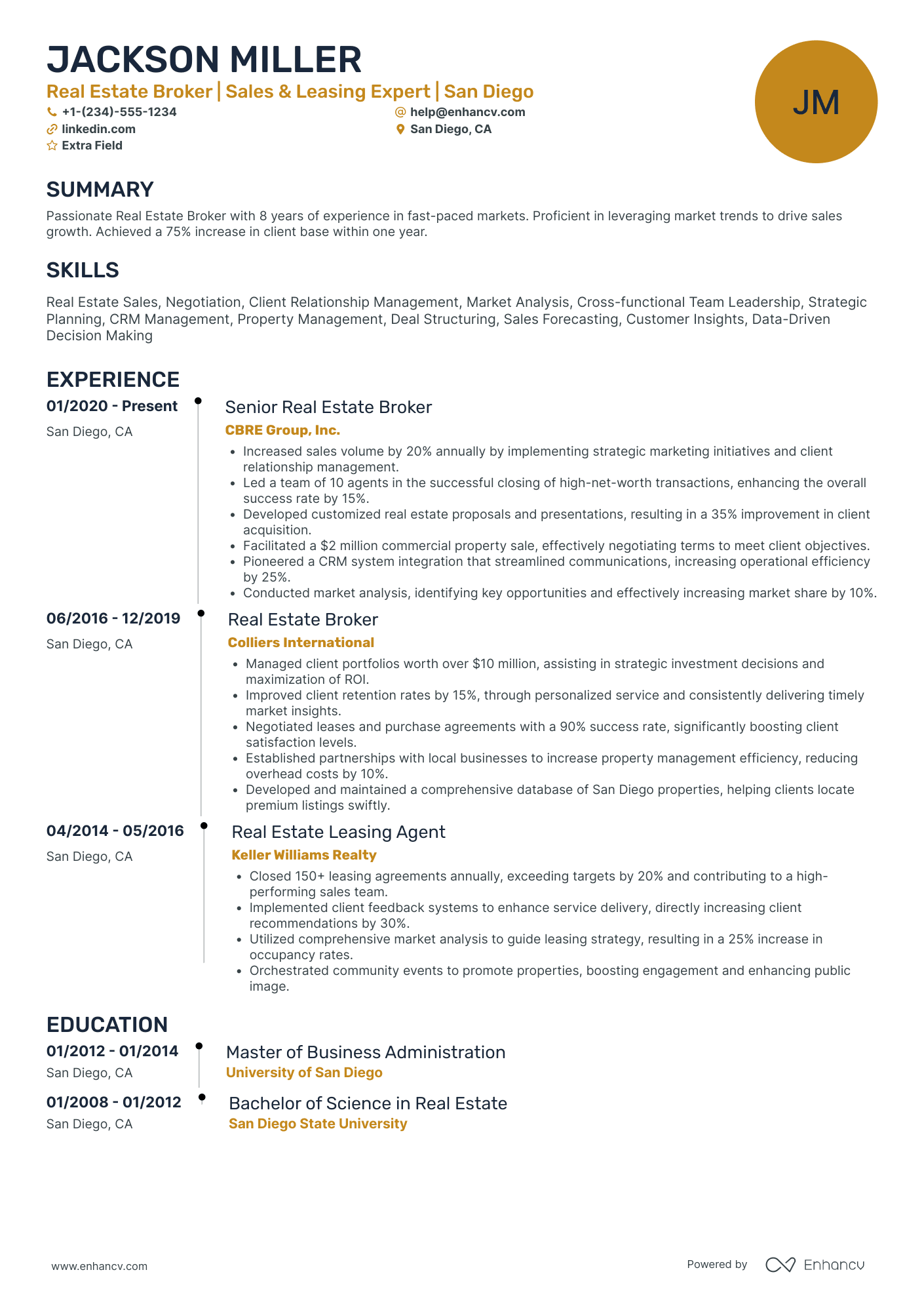 Leasing Broker Resume Example