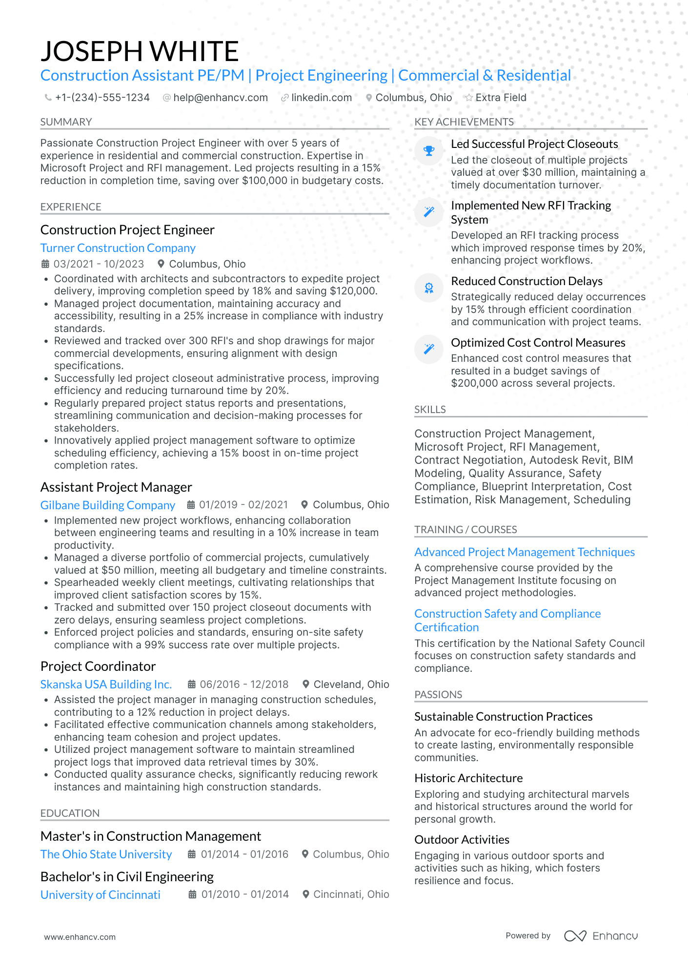 Engineering Student Project Assistant Resume Example