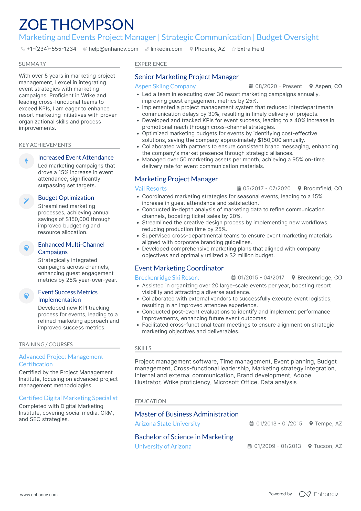 Event Marketing Manager Resume Example