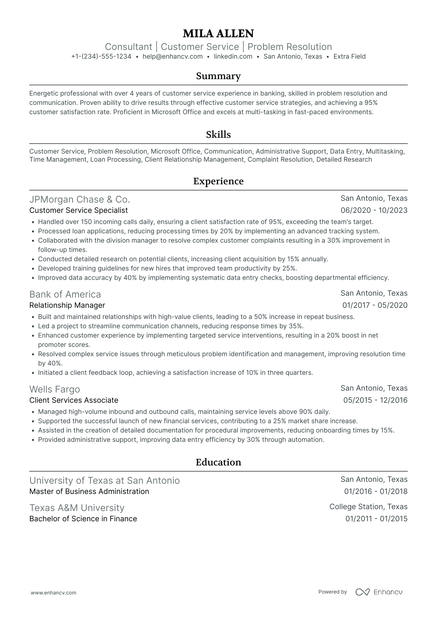 Independent Contractor Resume Example