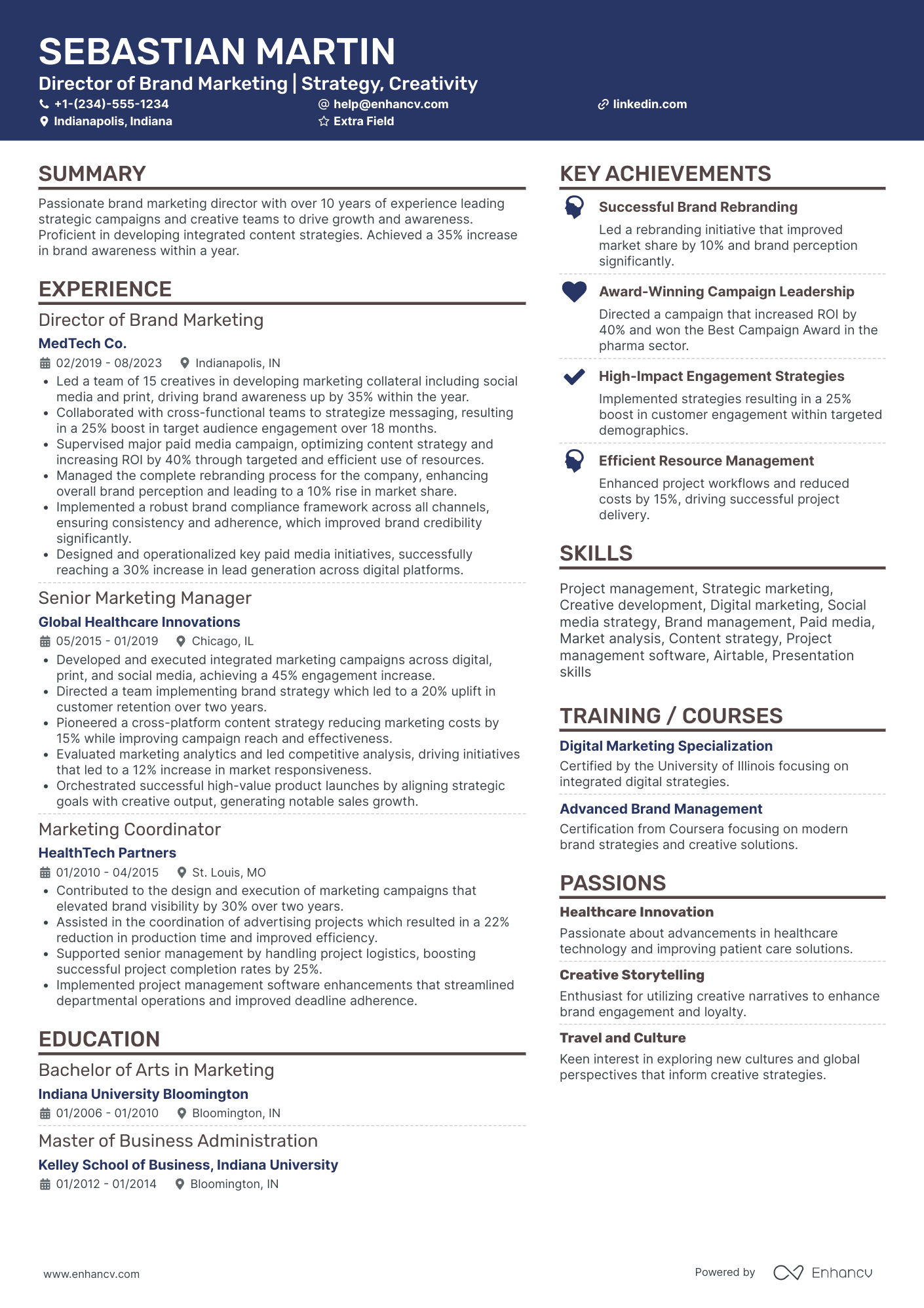 Brand Marketing Director Resume Example