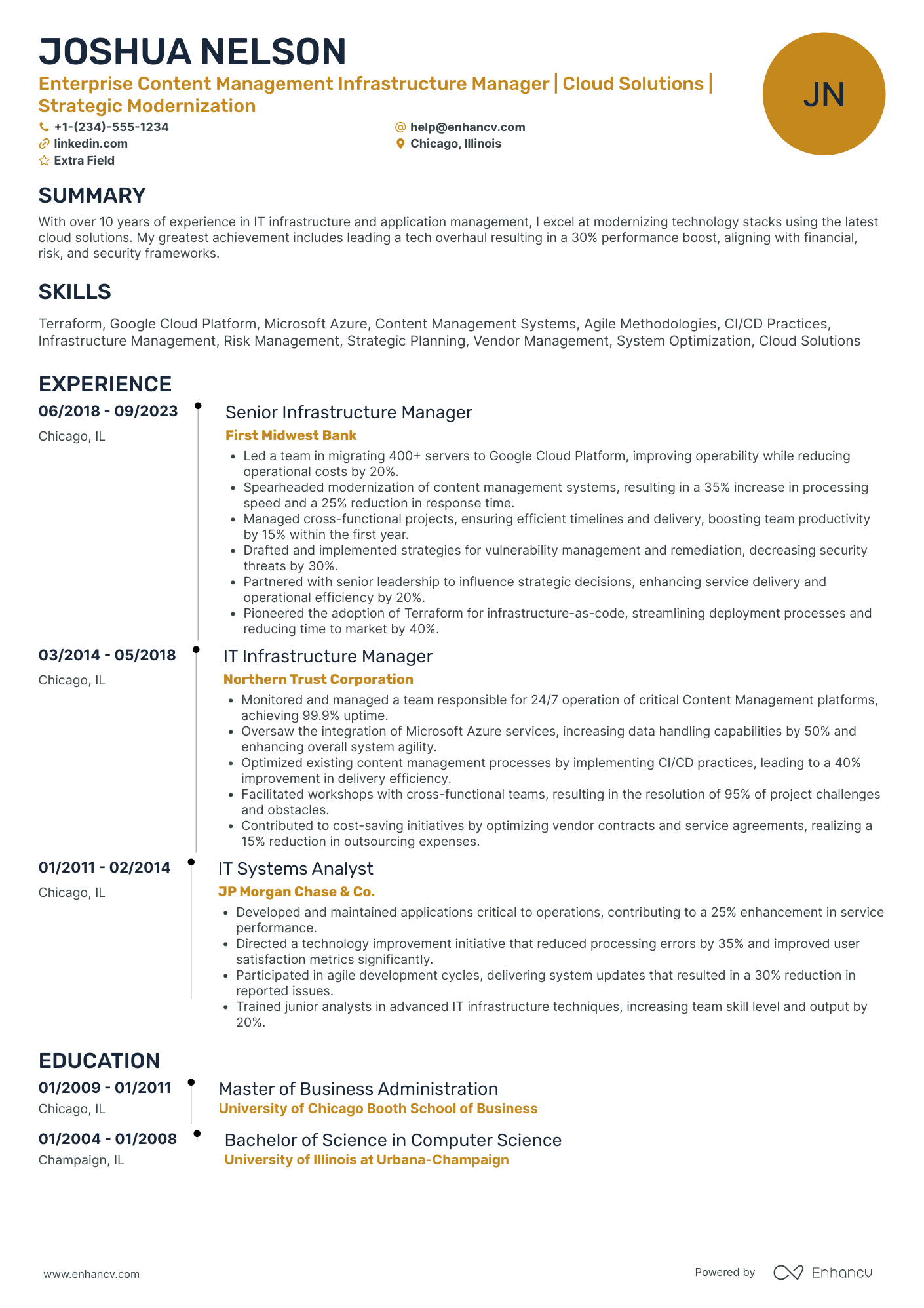 Enterprise Content Manager Resume Example