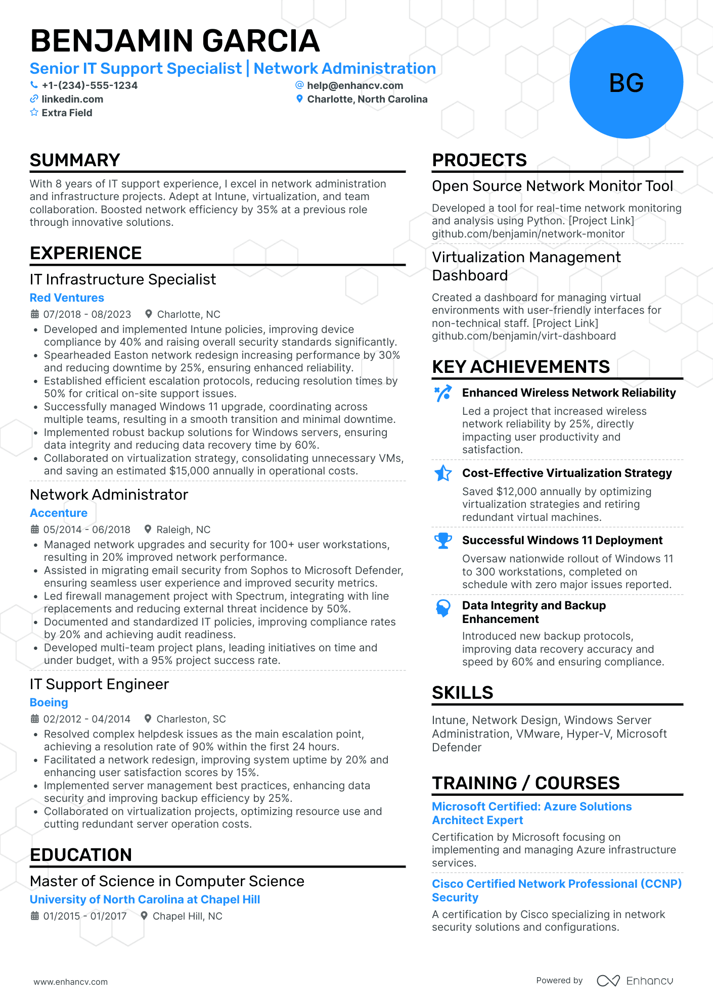 IT Infrastructure Specialist Resume Example