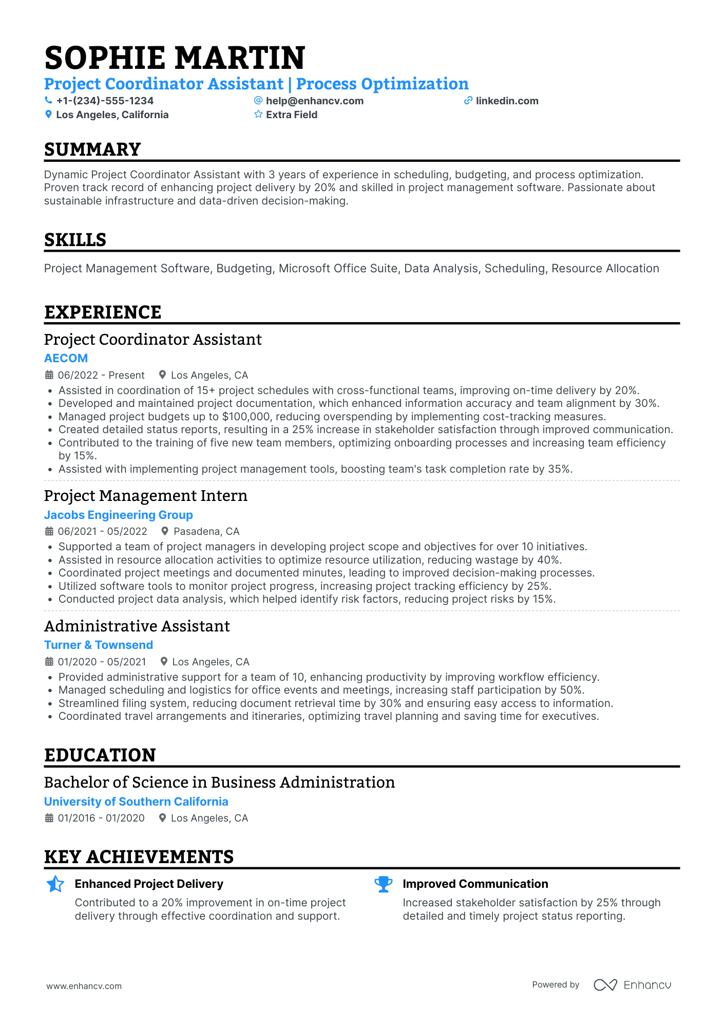 Project Coordinator Assistant Resume Example