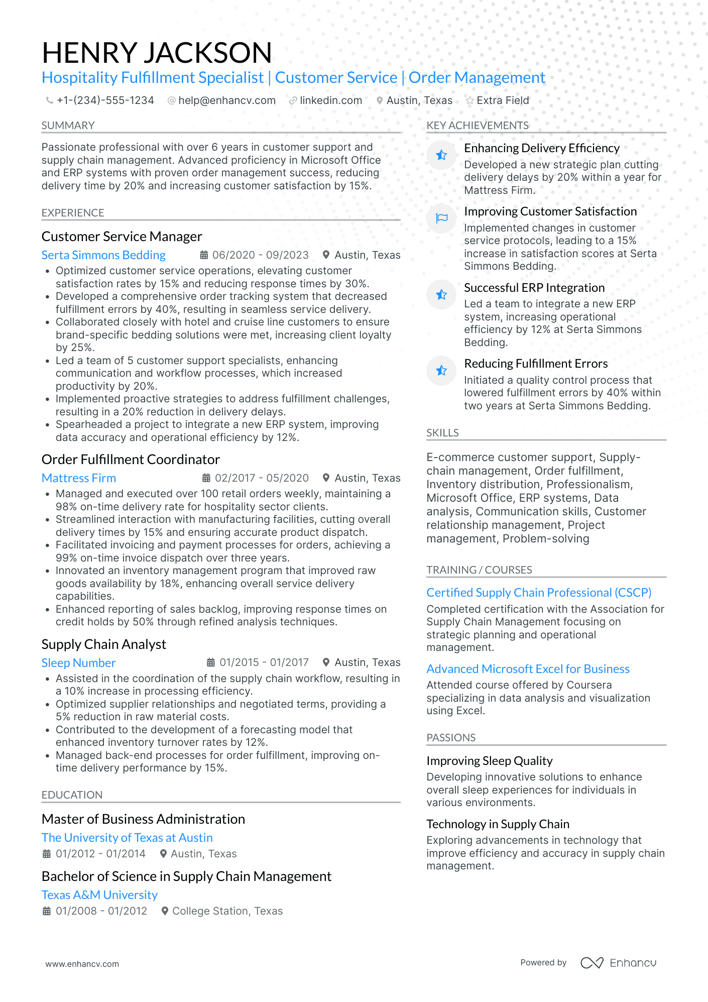 Hospitality Customer Service Representative Resume Example