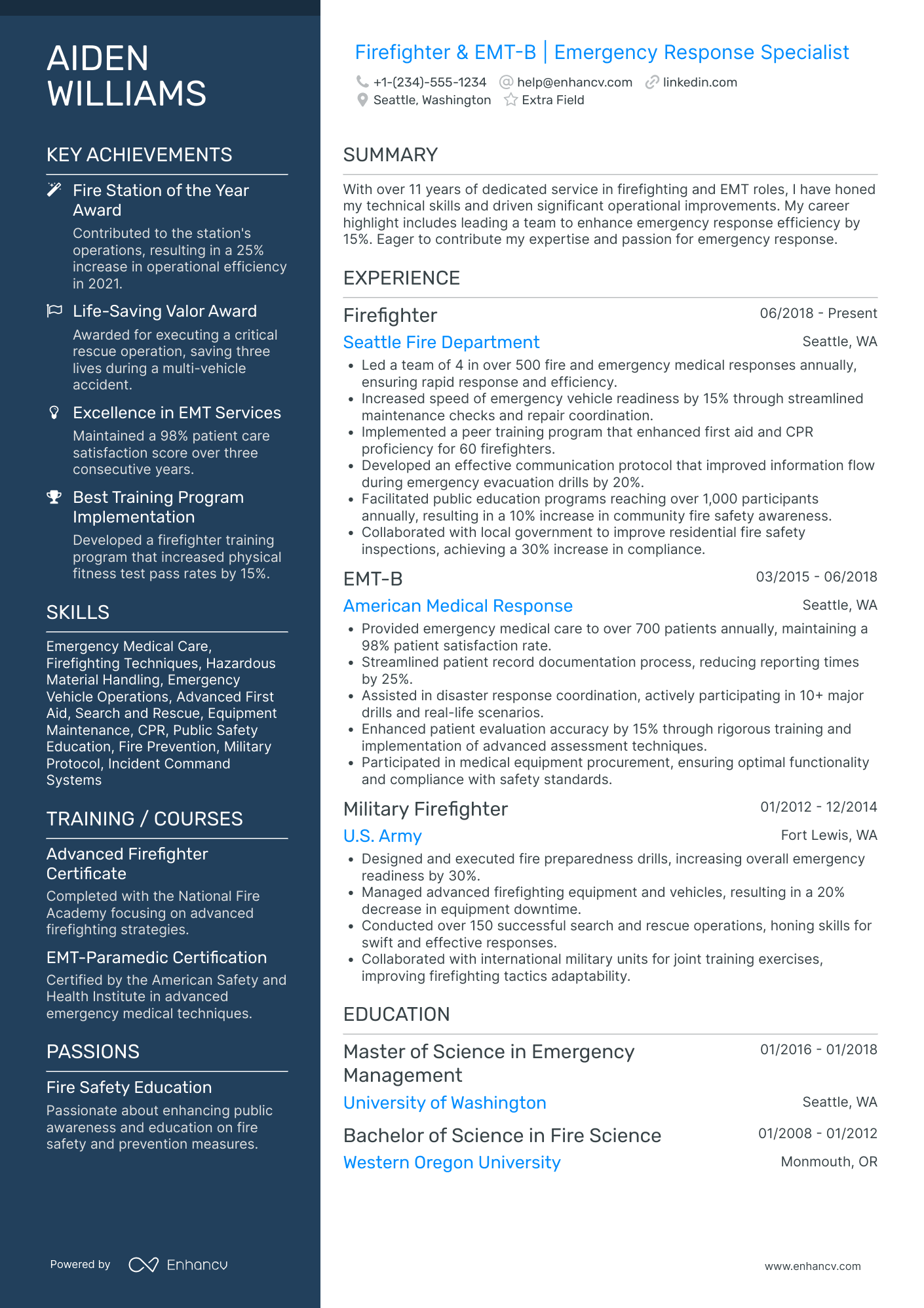 Industrial Firefighter Resume Example