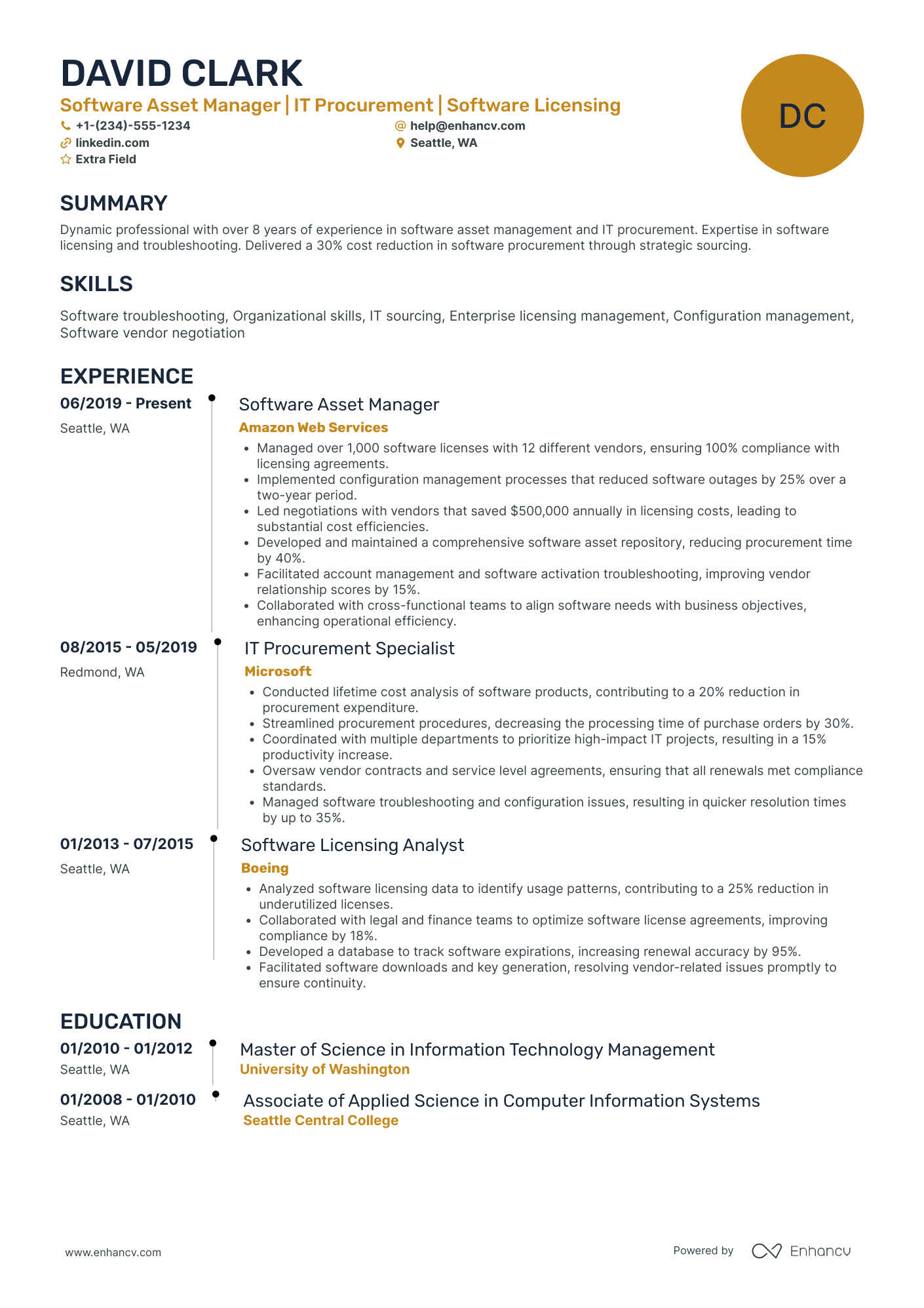 IT Asset Manager Resume Example