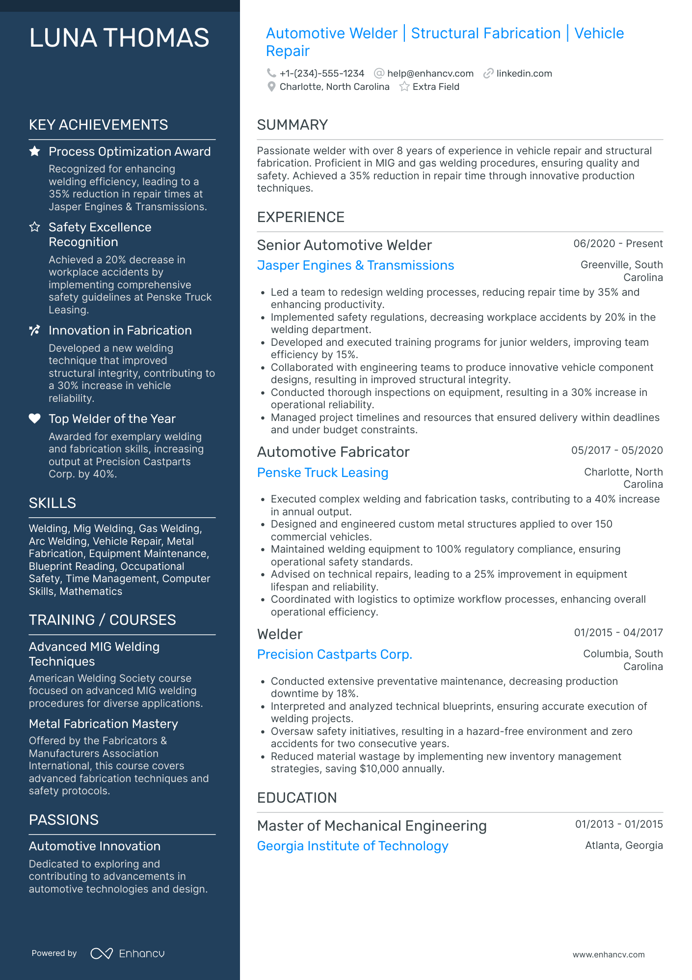 Automotive Welder Resume Example