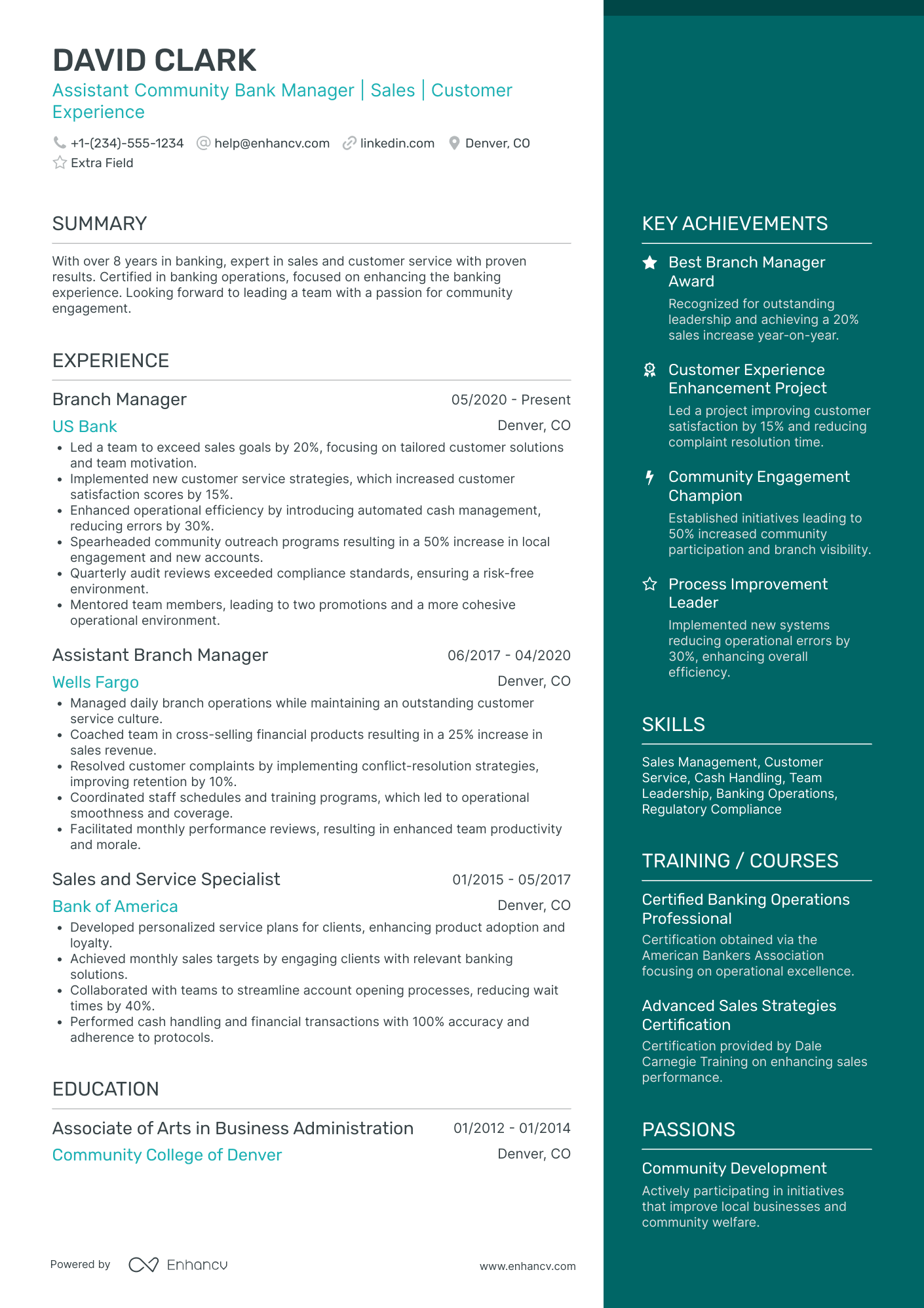 Assistant Bank Manager Resume Example