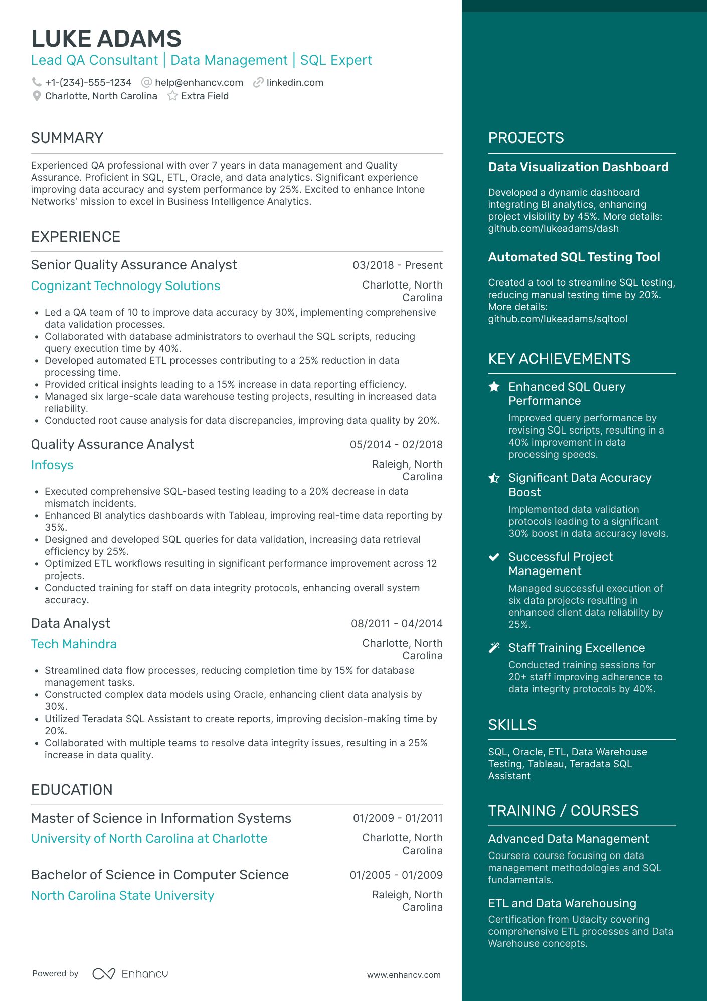 QA Tester Consultant Resume Example