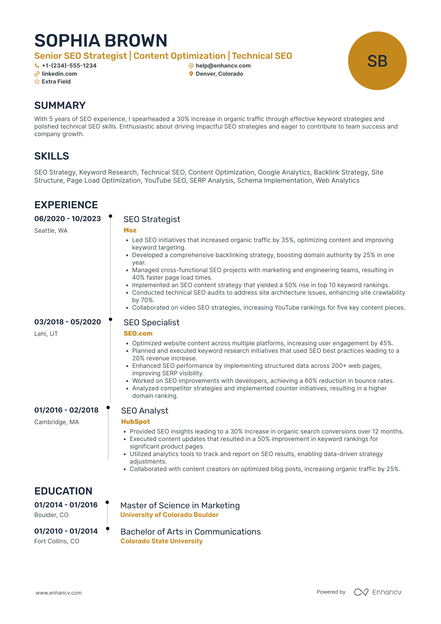 Podcaster SEO Specialist Resume Example