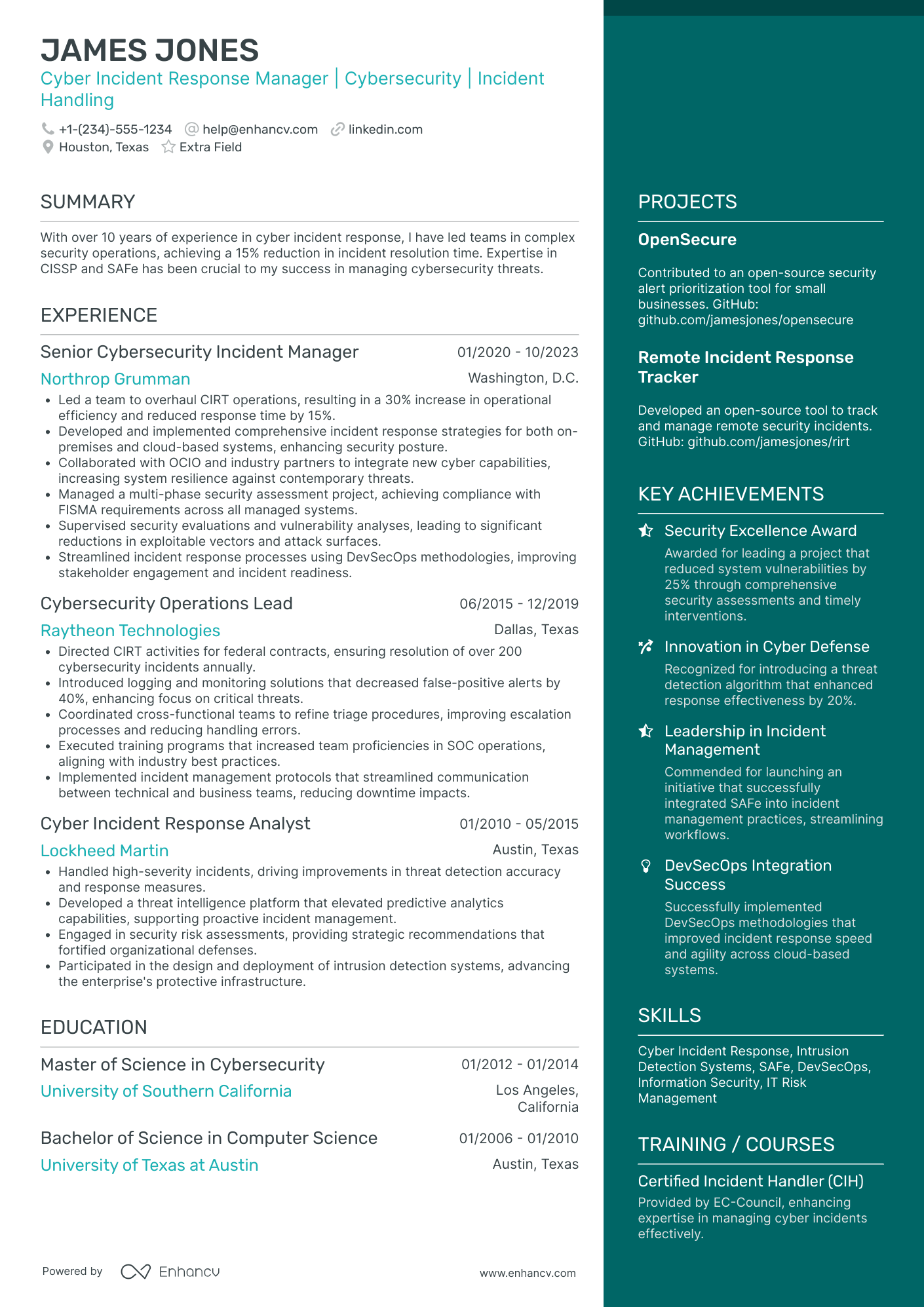 Social Engineering Incident Handler Resume Example