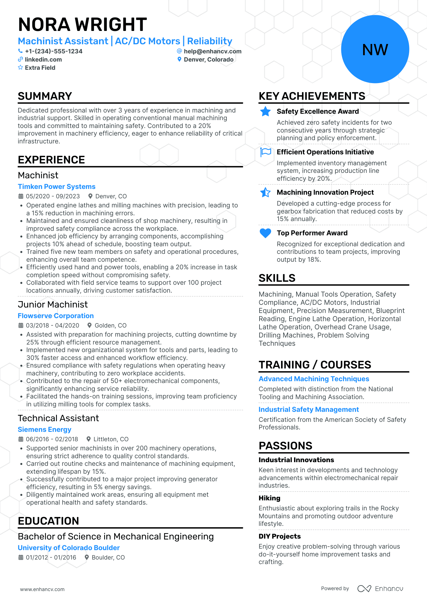 Entry Level Machinist Resume Example