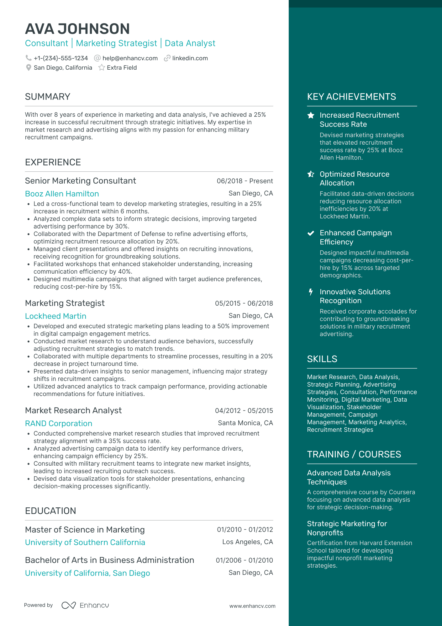 Market Research Consultant Resume Example