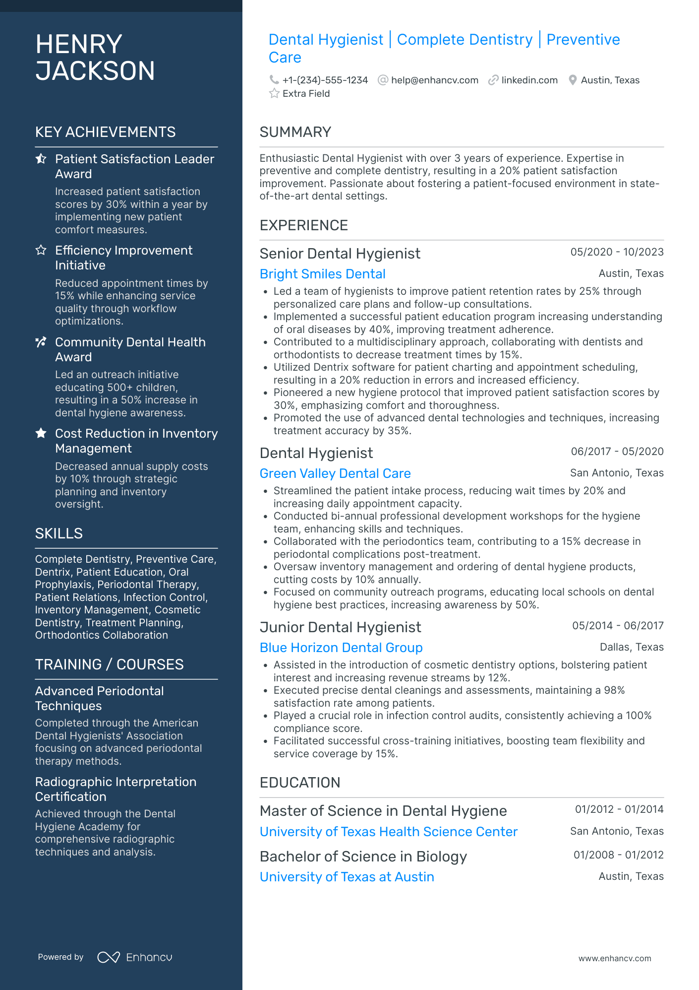 Lead Dental Hygienist Resume Example