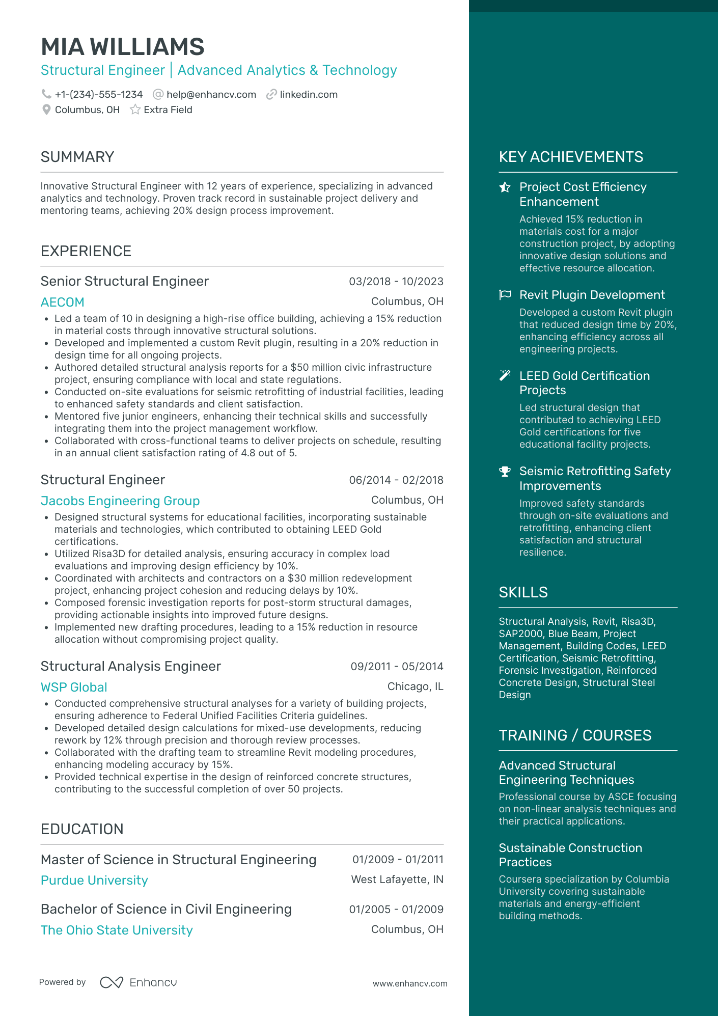 Engineering Contractor Resume Example