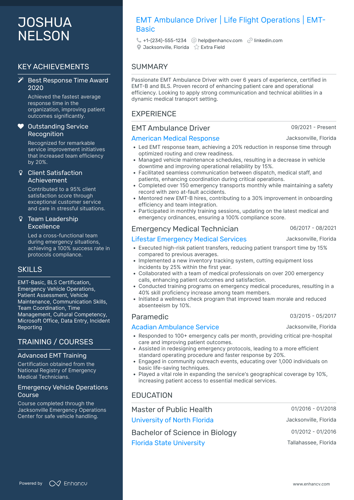 Ambulance Driver Resume Example