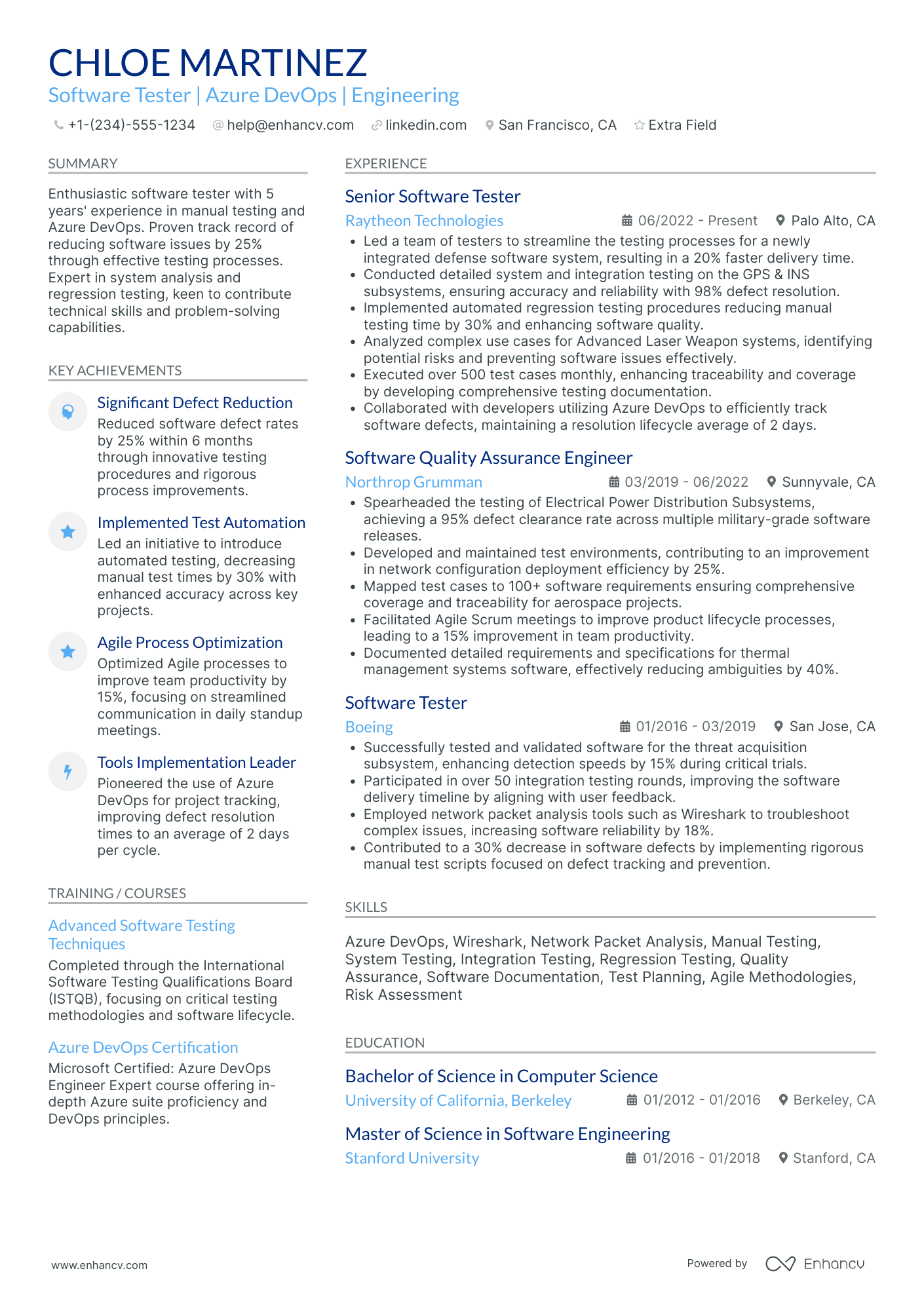 Principal Manual Tester Resume Example