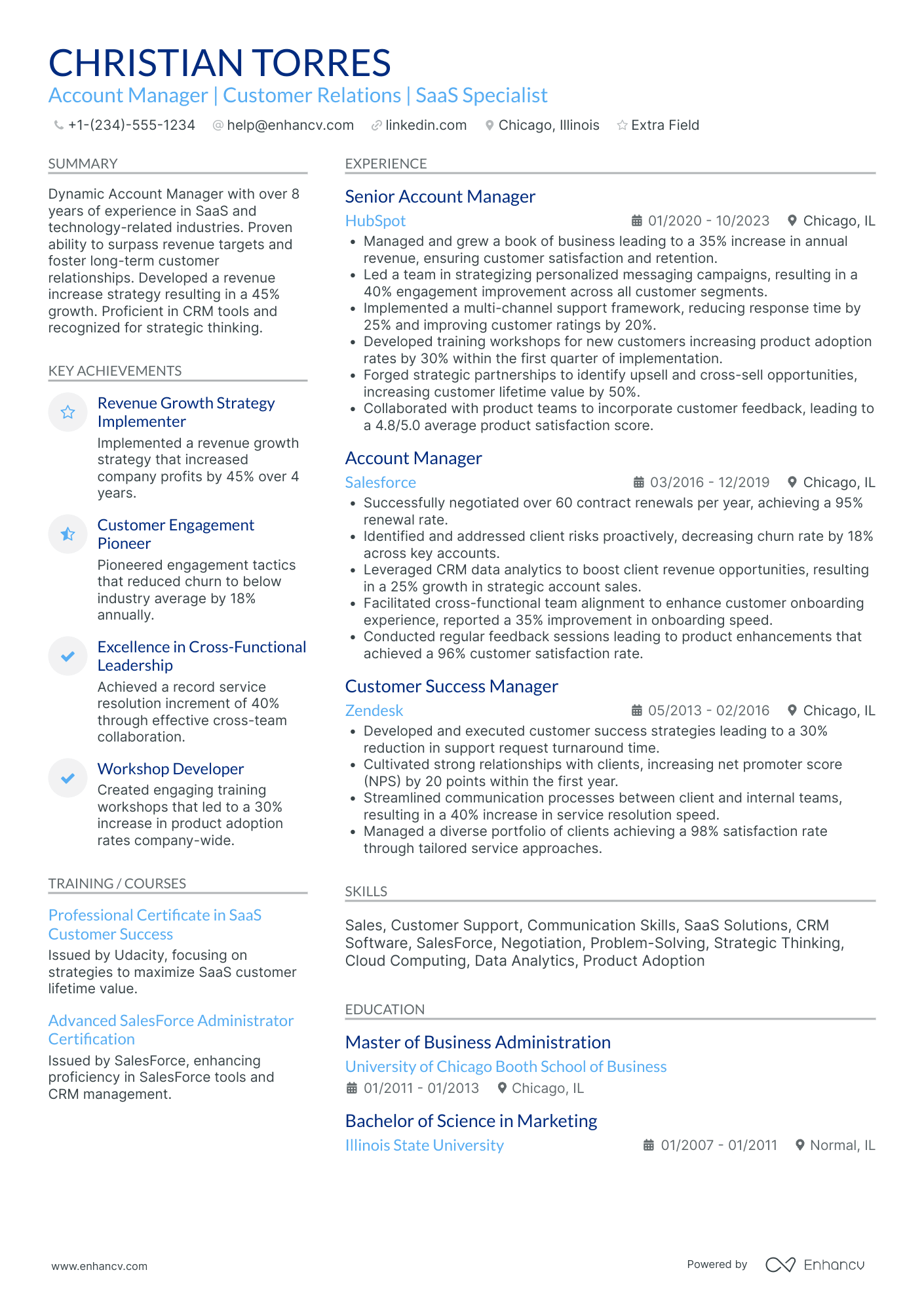 Customer Success Account Manager Resume Example