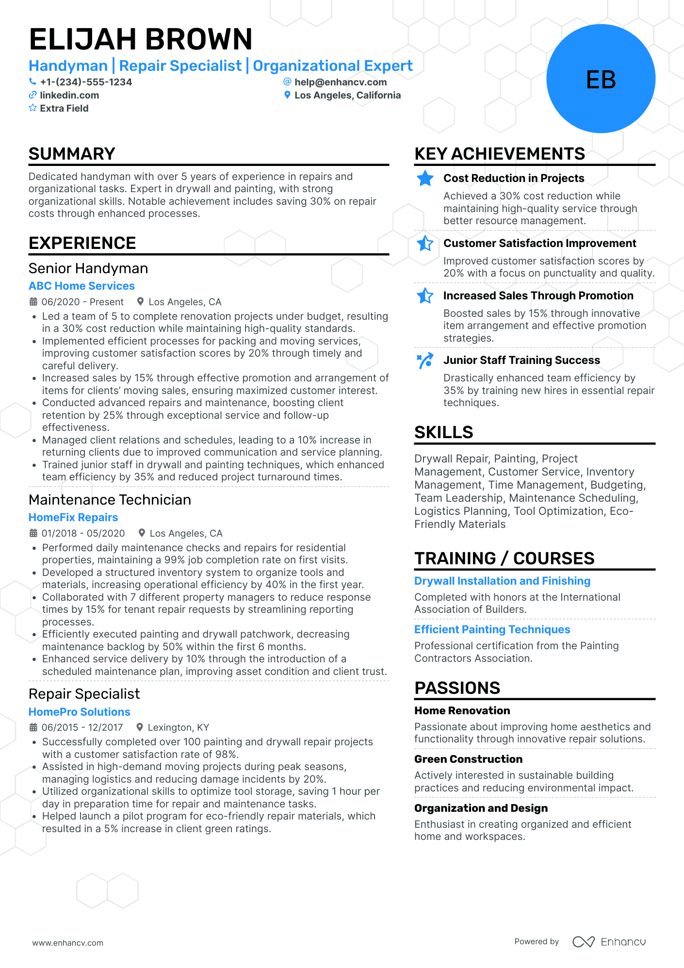 Handyman Apprentice Resume Example