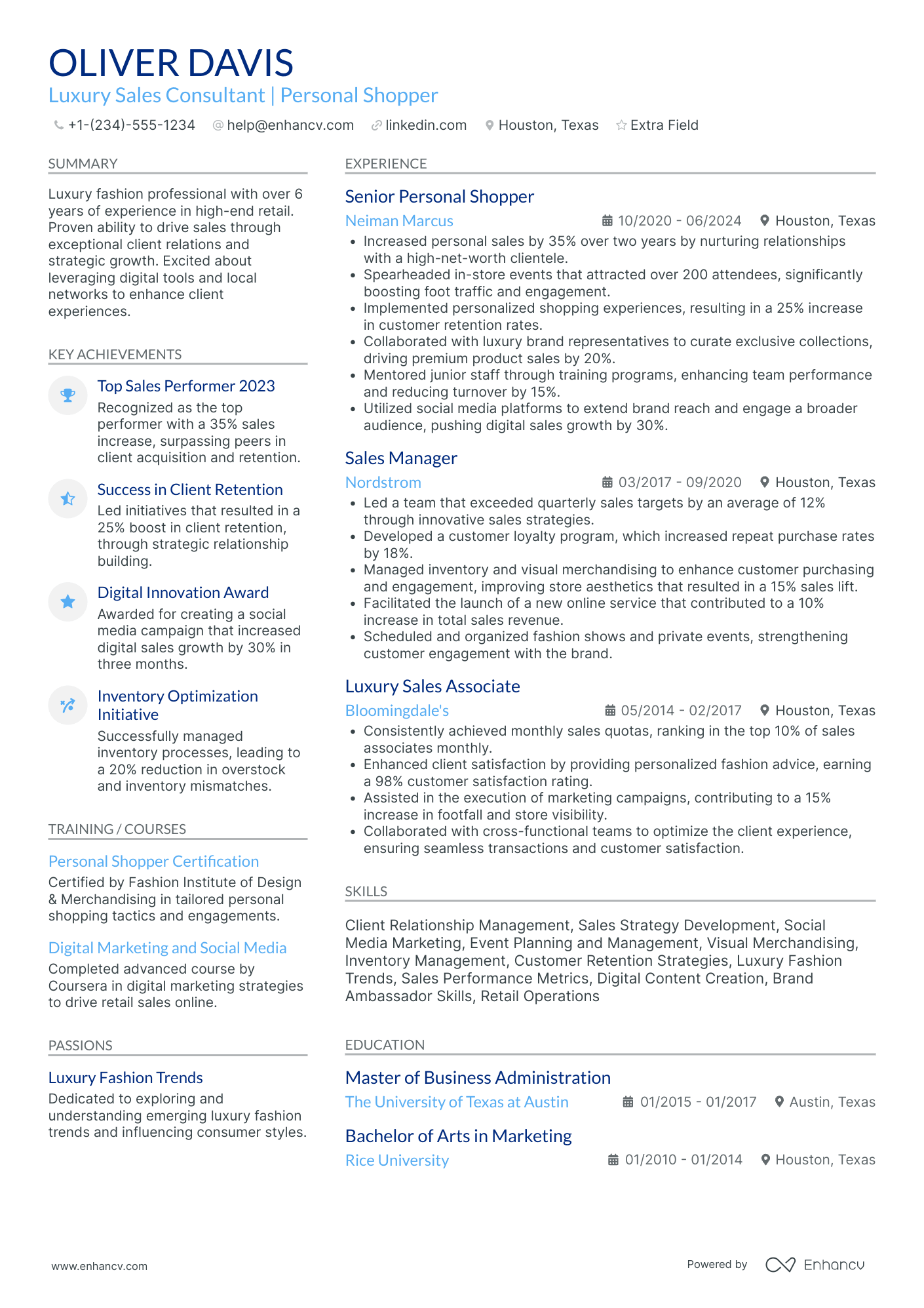 Fashion Stylist Consultant Resume Example