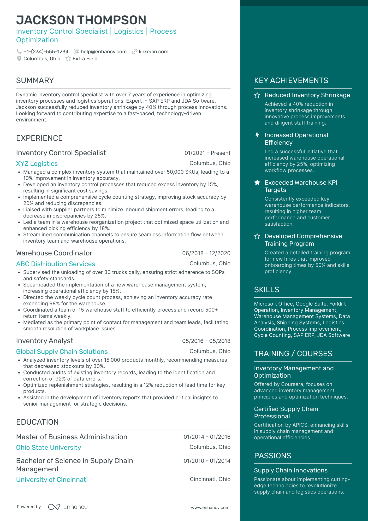 Entry Level Inventory Associate Resume Example