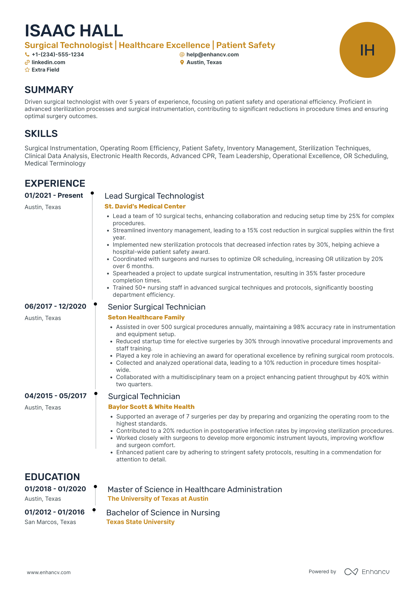 Surgical Tech Trainee Resume Example