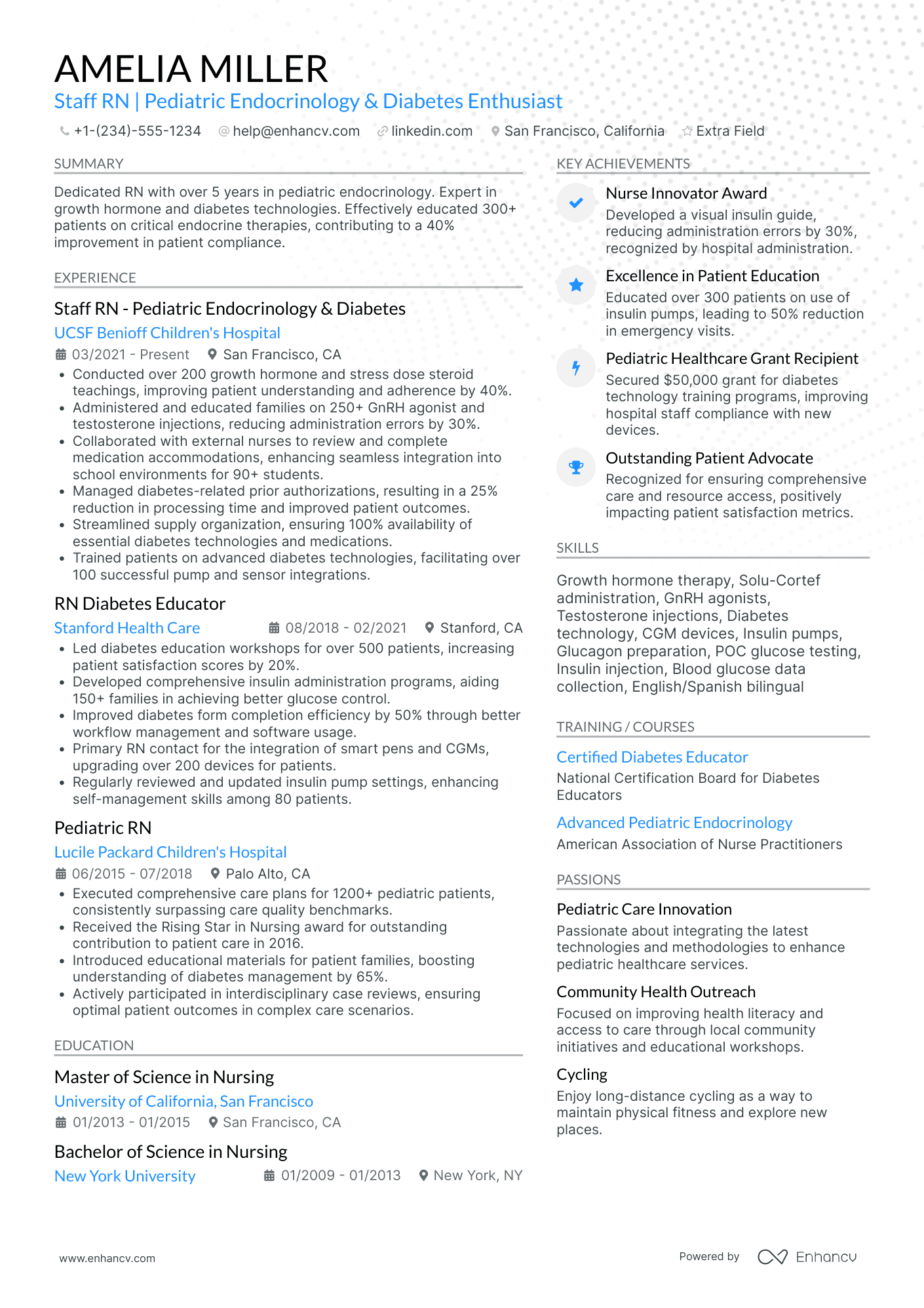 Staff Nurse Educator Resume Example