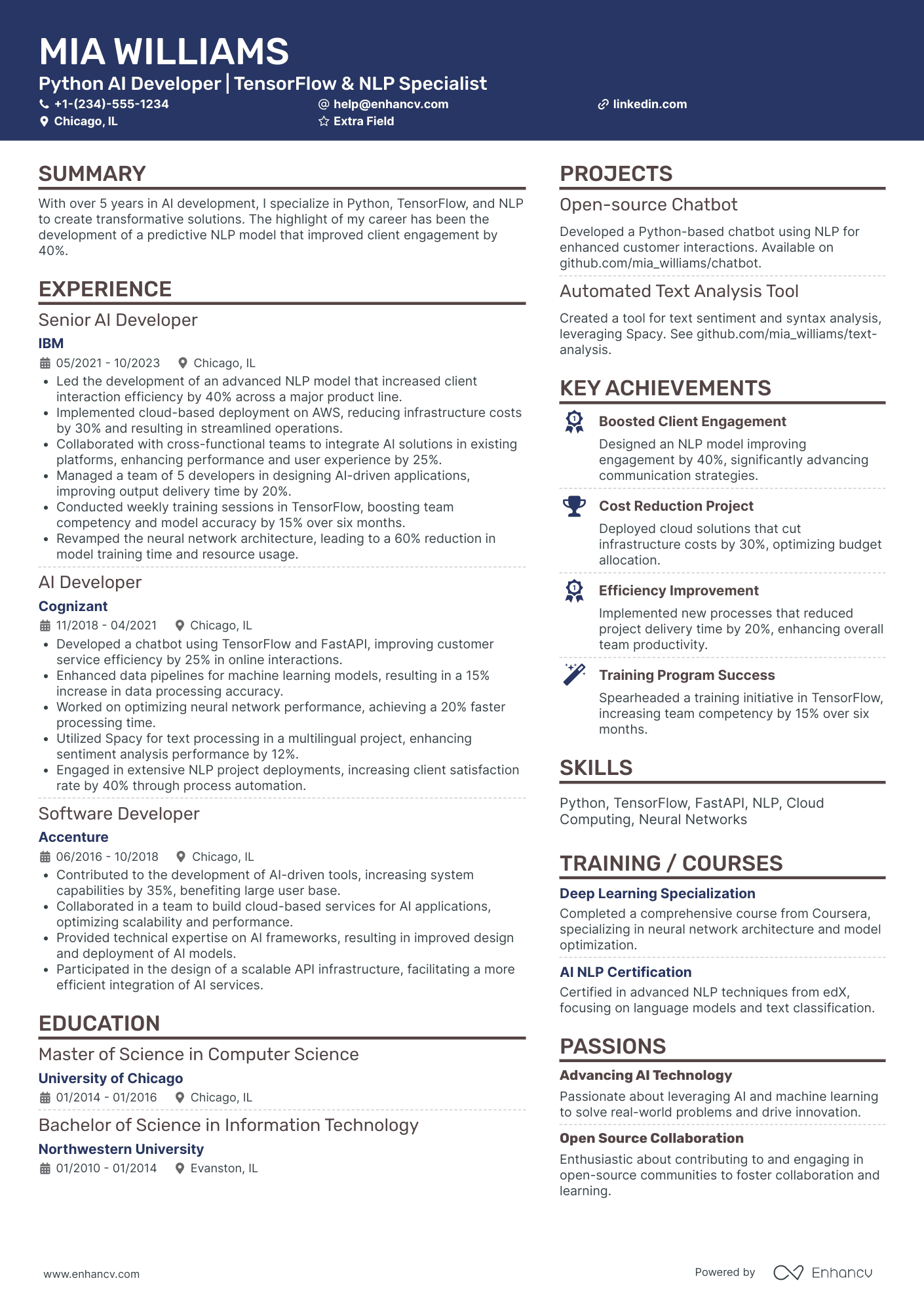 Python AI Developer Resume Example