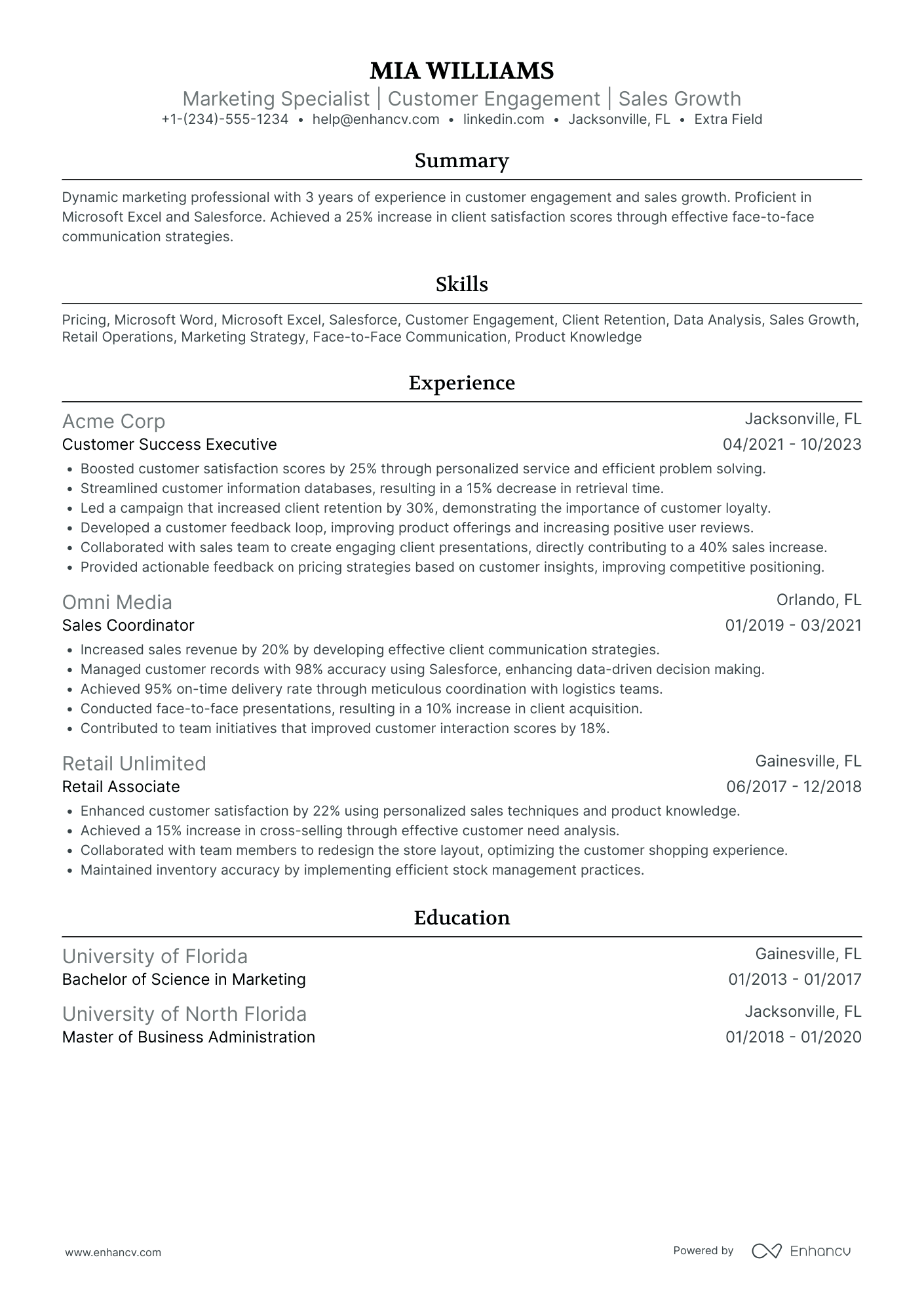 Entry Level Creative Marketing Assistant Resume Example