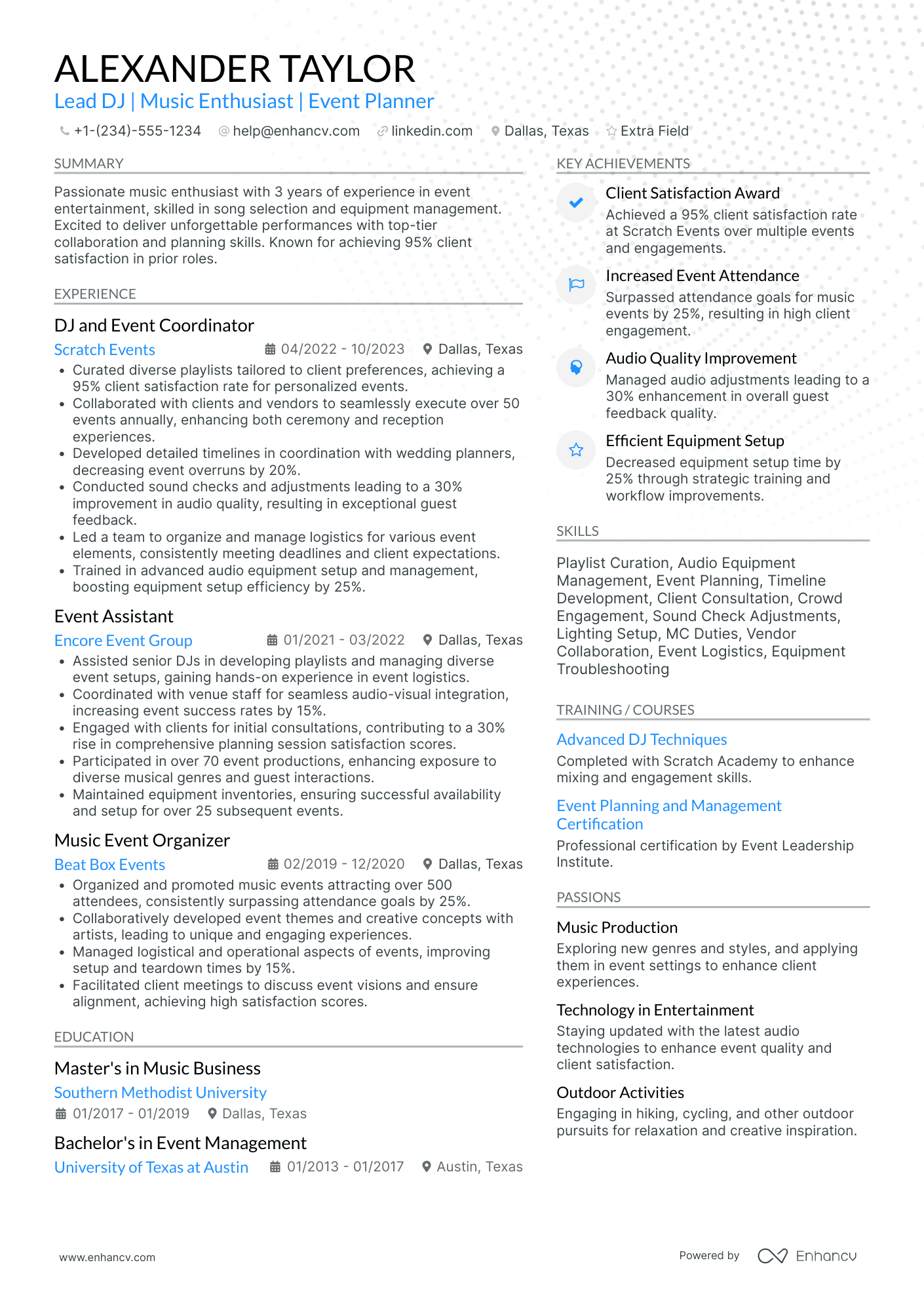 DJ Consultant Resume Example