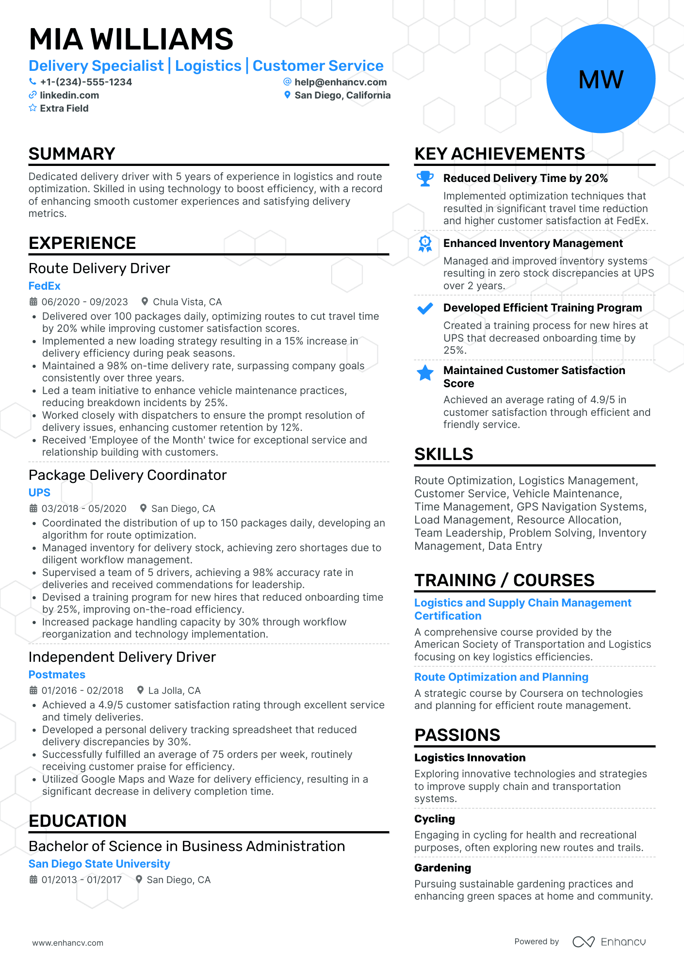 Newspaper Delivery Driver Resume Example