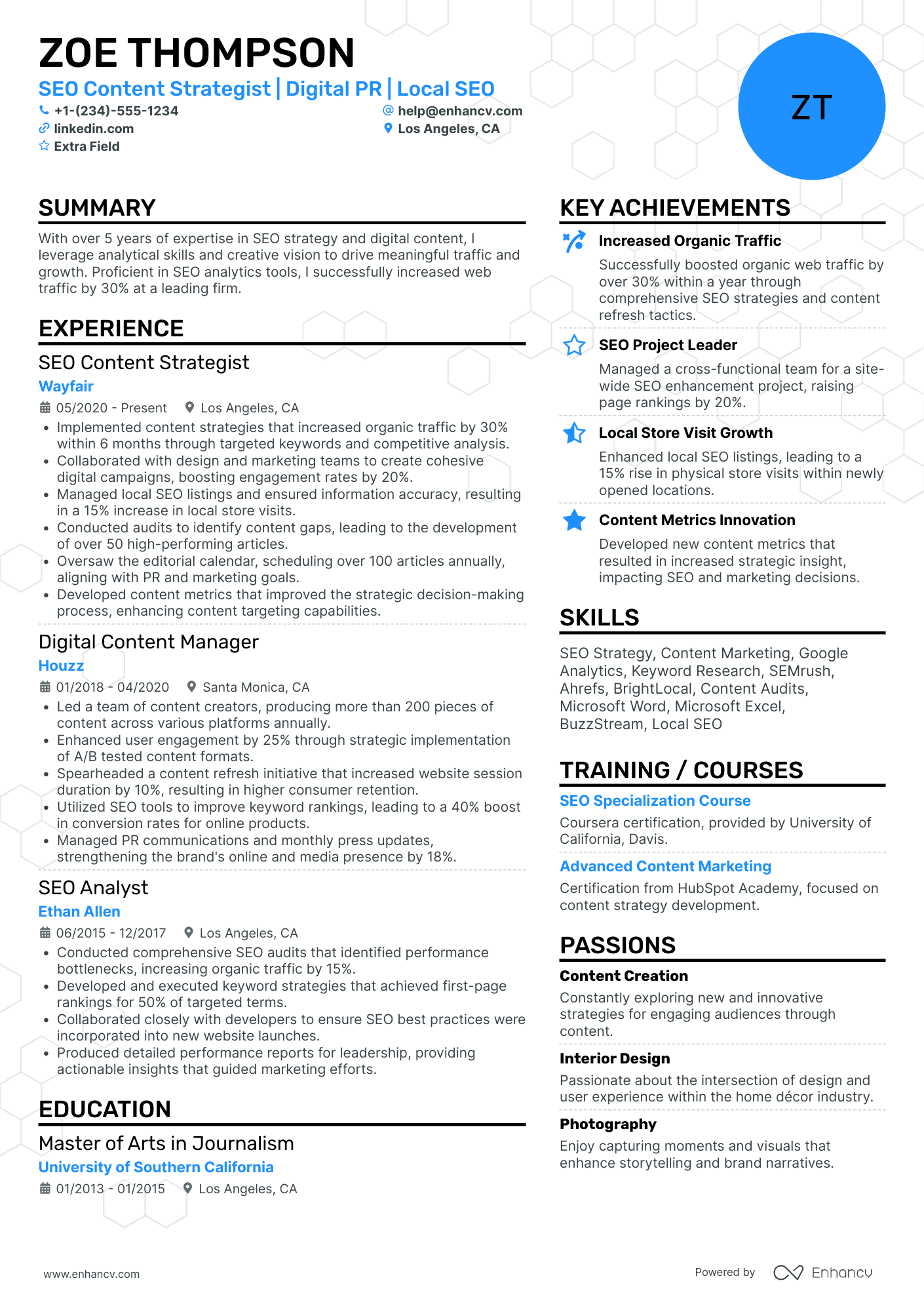 SEO Social Media Strategist Resume Example