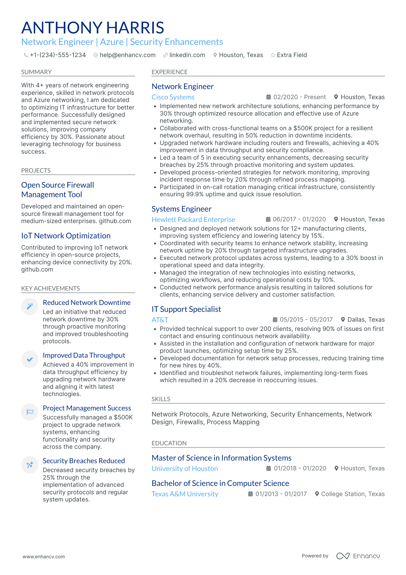 Principal Network Security Engineer Resume Example