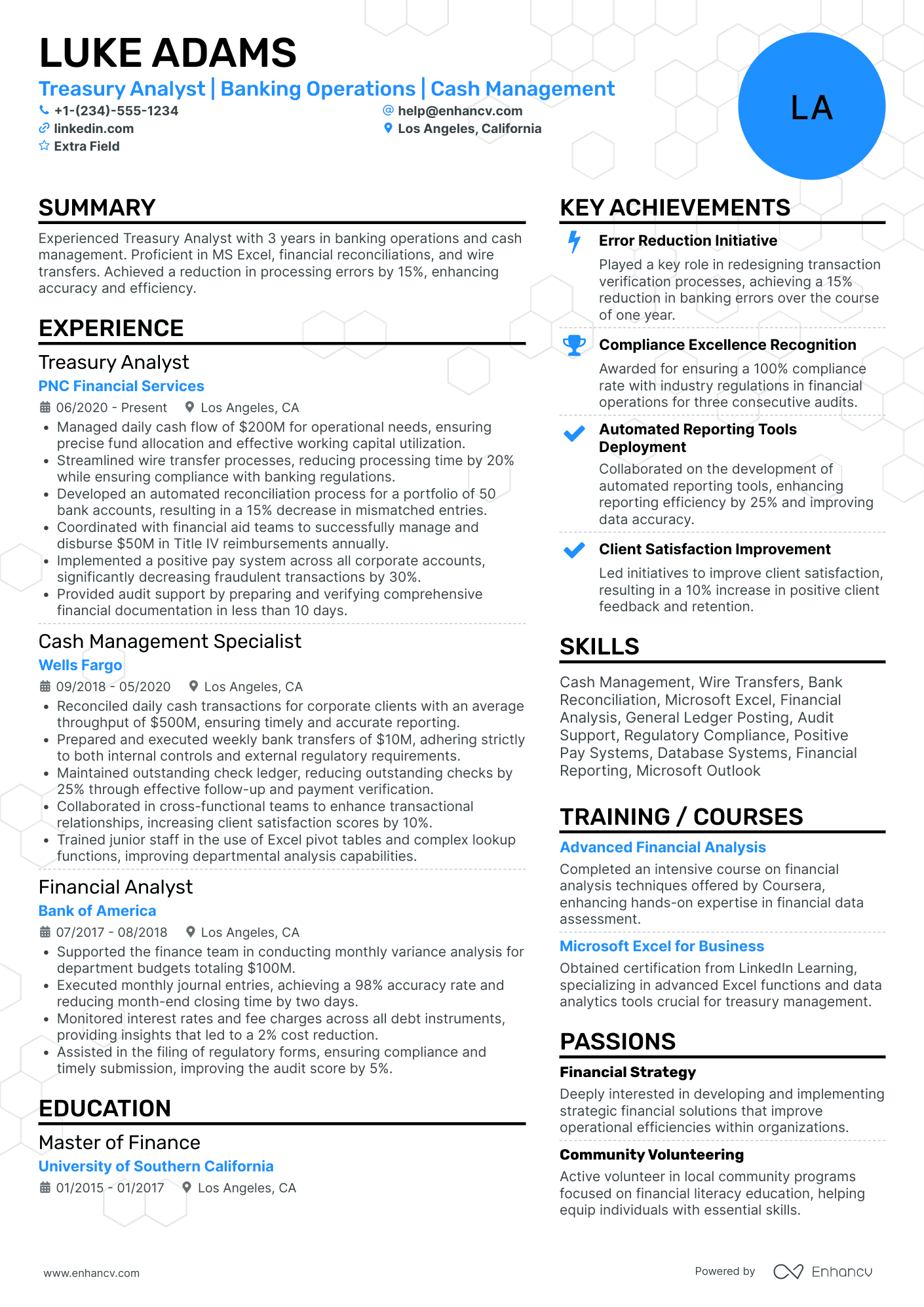 US Treasury Financial Analyst Resume Example